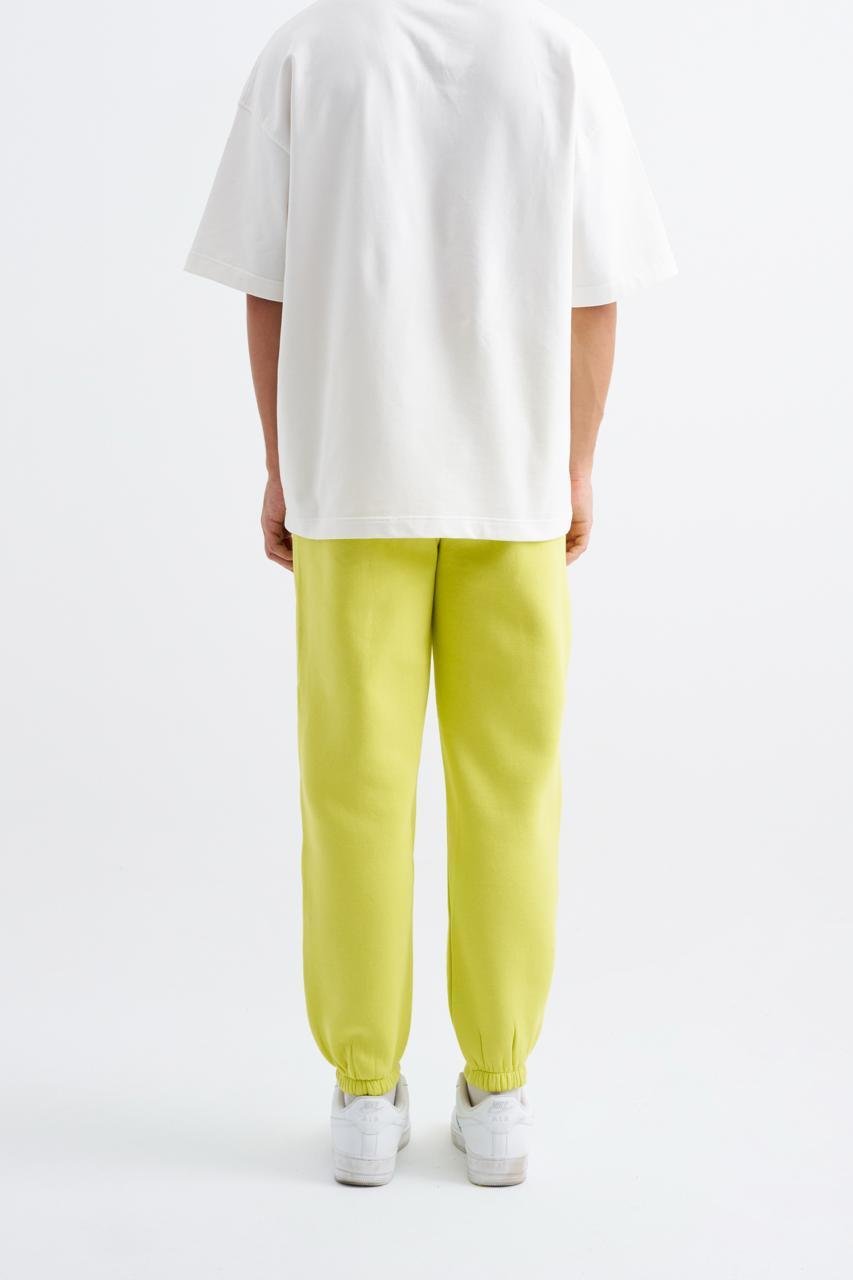 Erkek Relaxed Jogger Basic Eşofman Altı Neon Sarı