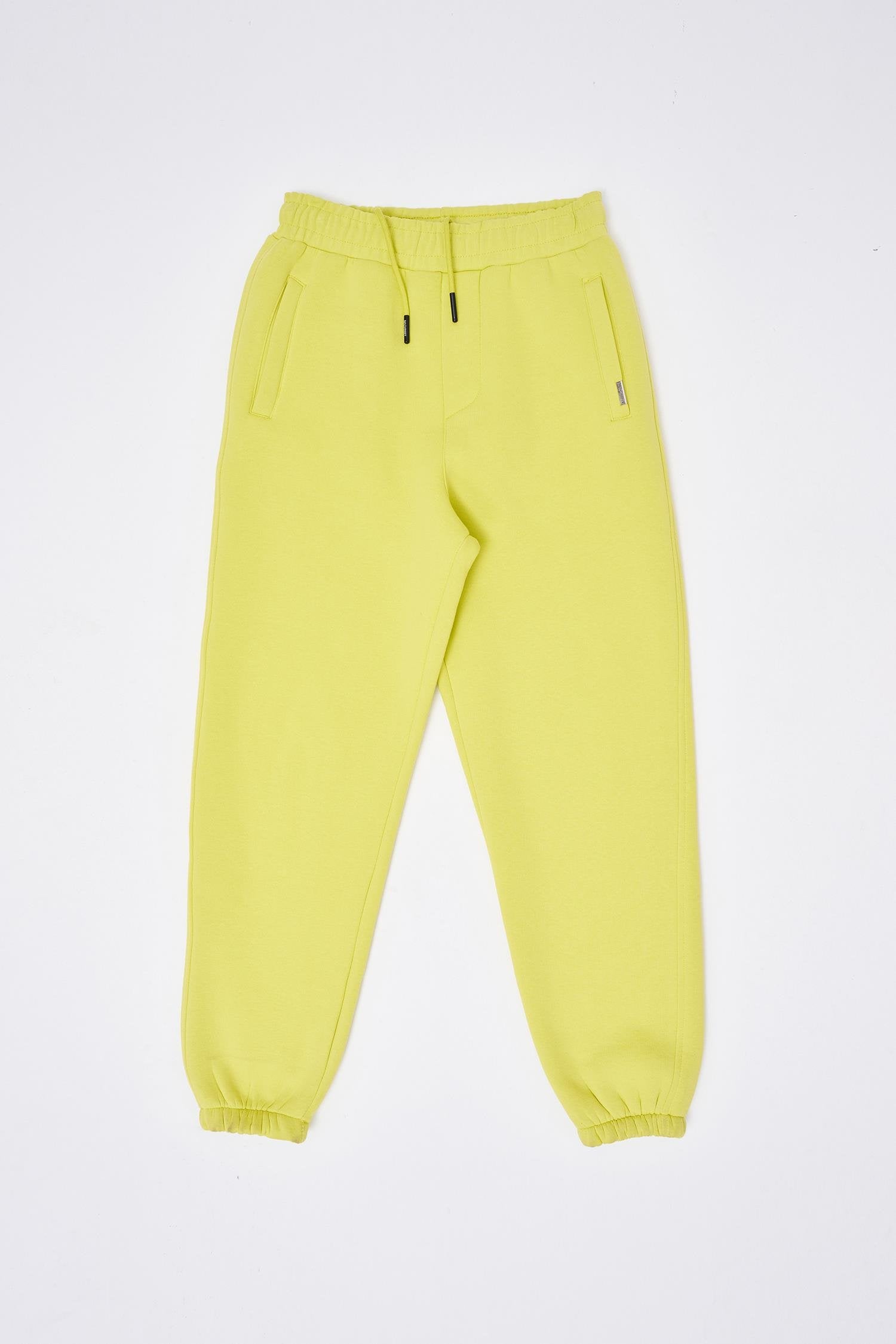 Erkek Relaxed Jogger Basic Eşofman Altı Neon Sarı