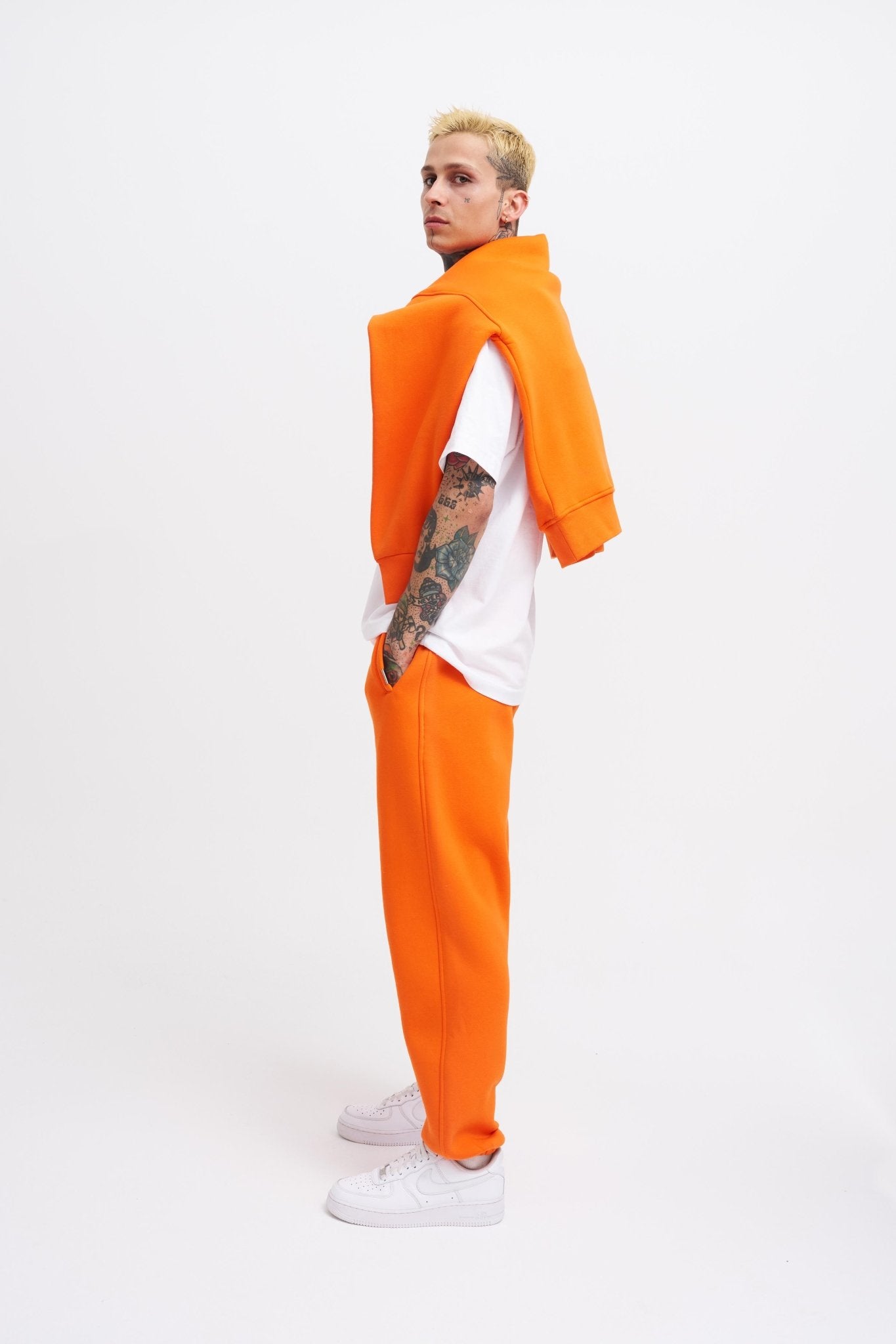 Erkek Relaxed Jogger Basic Eşofman Altı Neon Turuncu