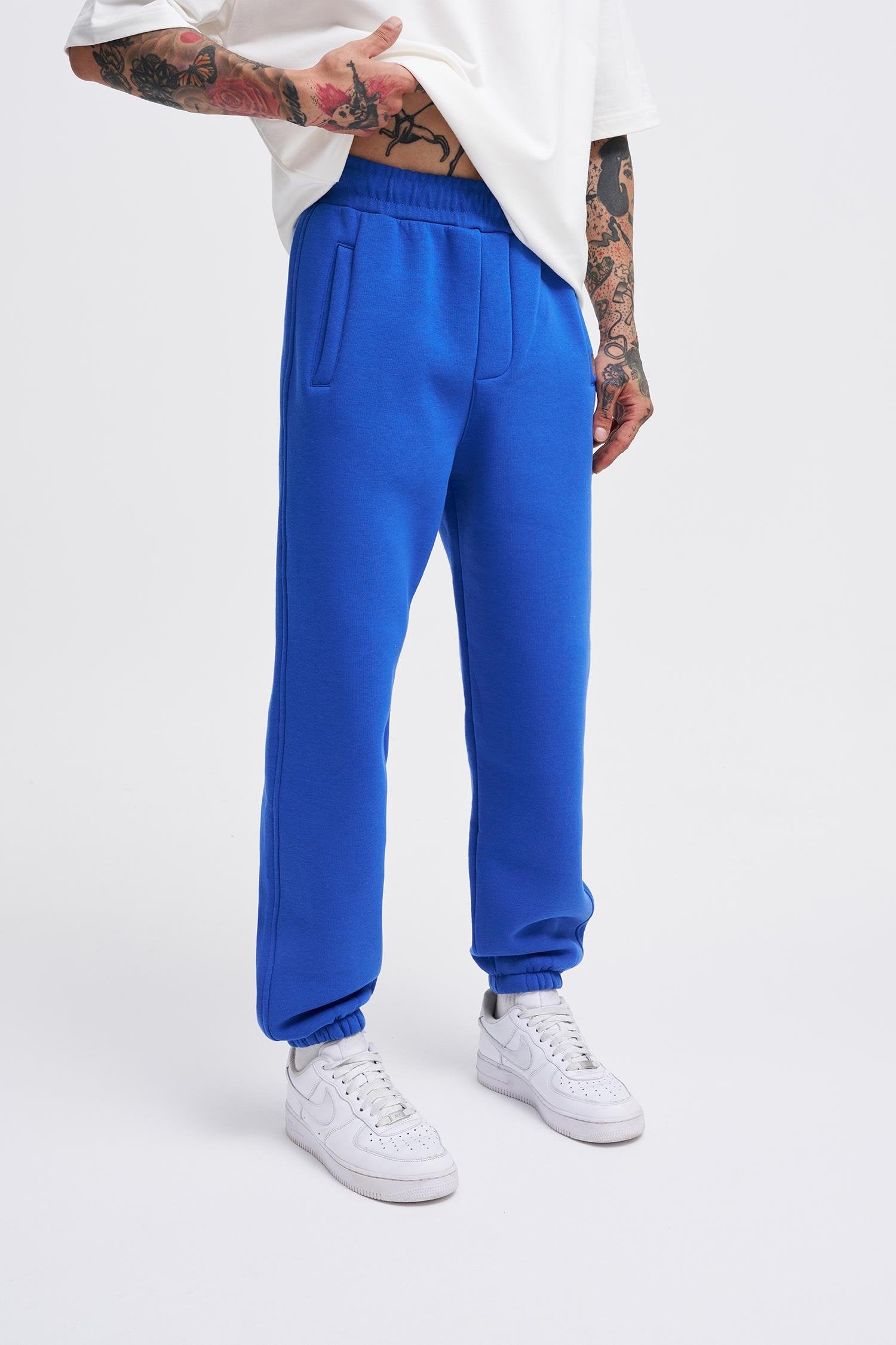 Erkek Relaxed Jogger Basic Eşofman Altı Saks Mavi