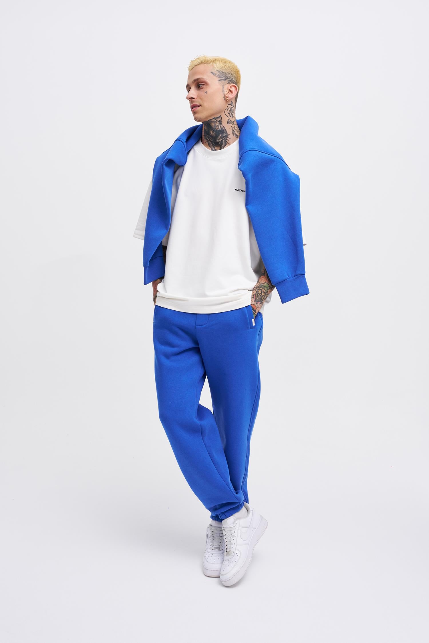 Erkek Relaxed Jogger Basic Eşofman Altı Saks Mavi