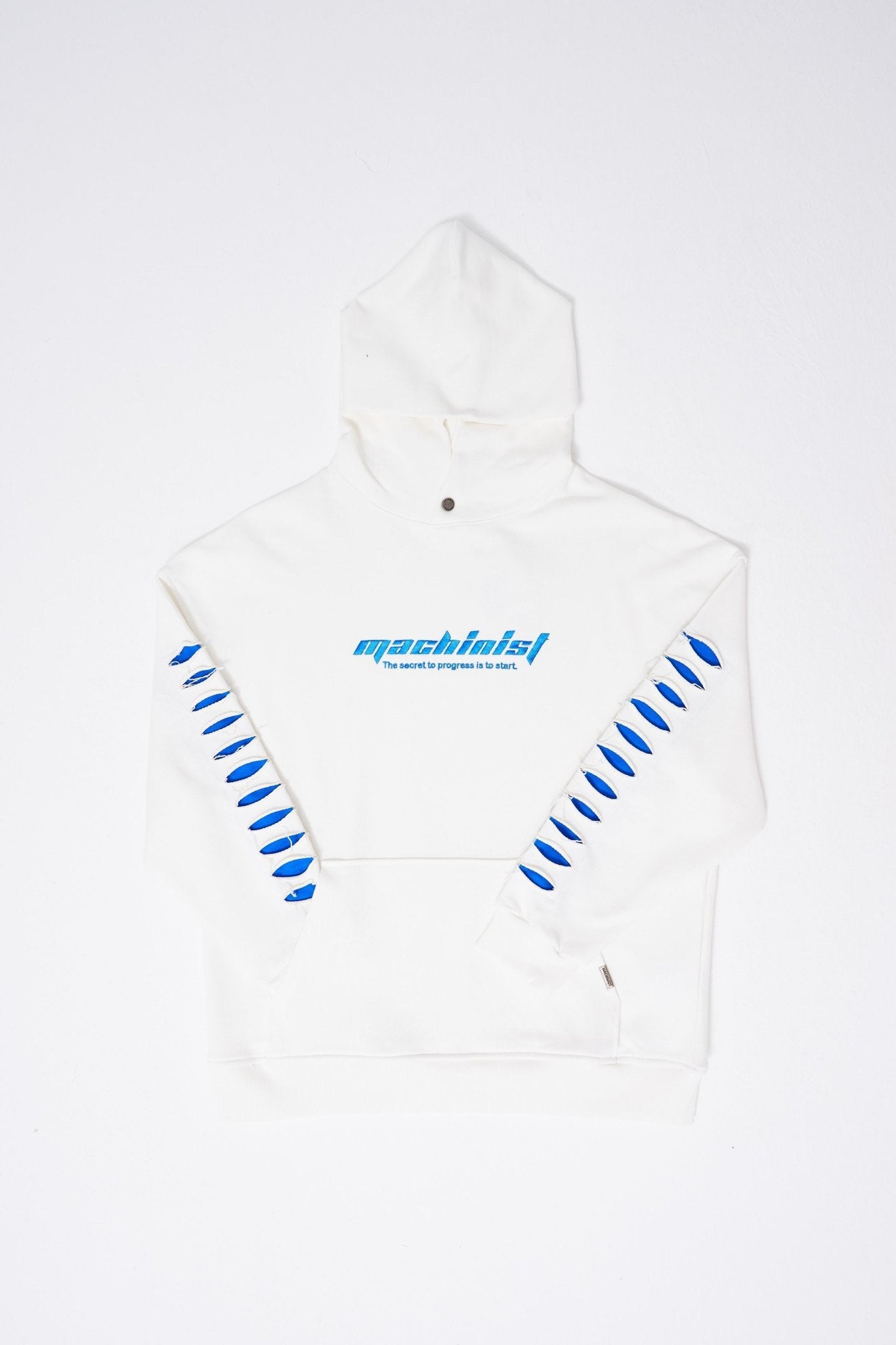 Erkek Rıpped Effects Sleeves Kapüşonlu Sweatshirt Ekru