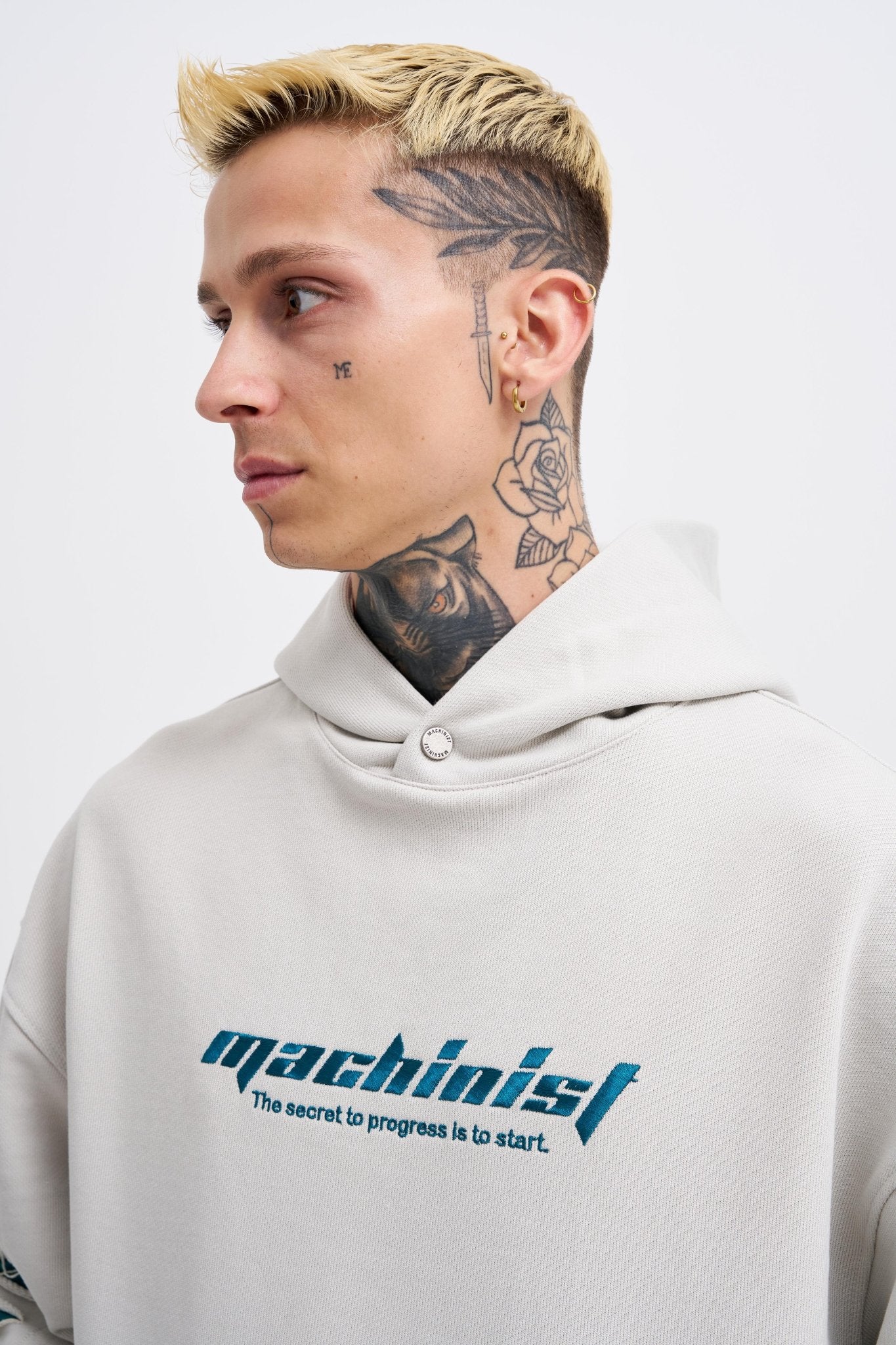 Erkek Rıpped Effects Sleeves Kapüşonlu Sweatshirt Uzay Grisi