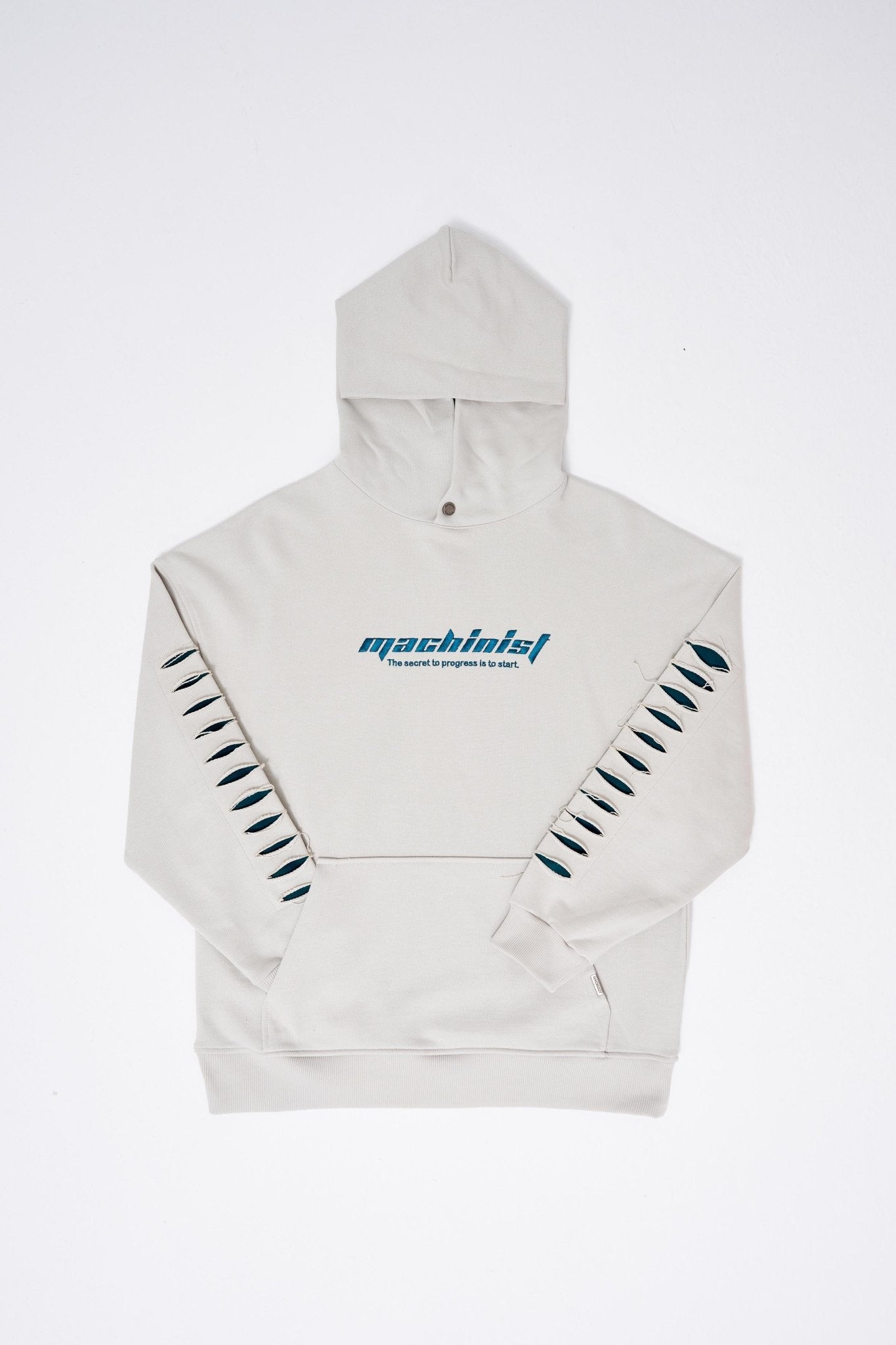 Erkek Rıpped Effects Sleeves Kapüşonlu Sweatshirt Uzay Grisi