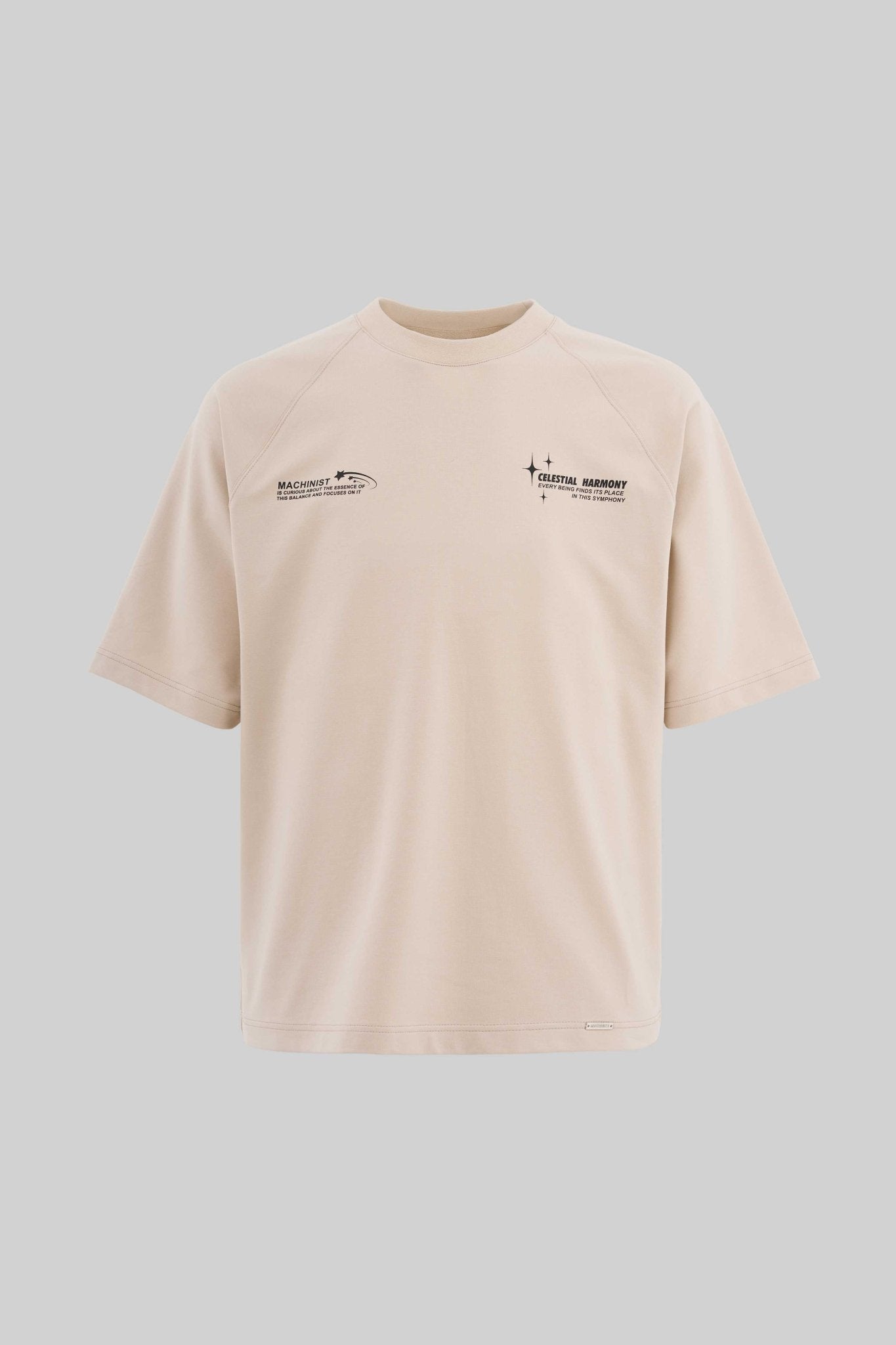 Erkek Slogan Printed Raglan Oversize Tişört Açık Bej