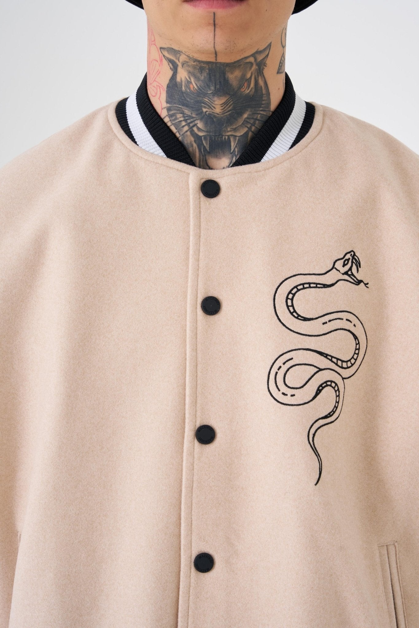 Erkek Snake Oversize Bomber Ceket Bej