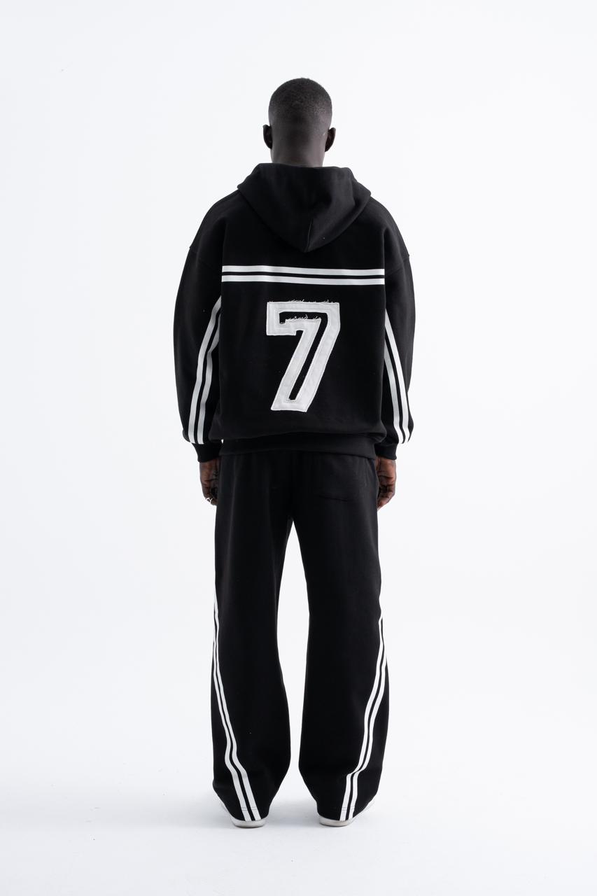 Erkek Social Mode Baskılı Fermuarlı Kapüşonlu Sweatshirt Siyah