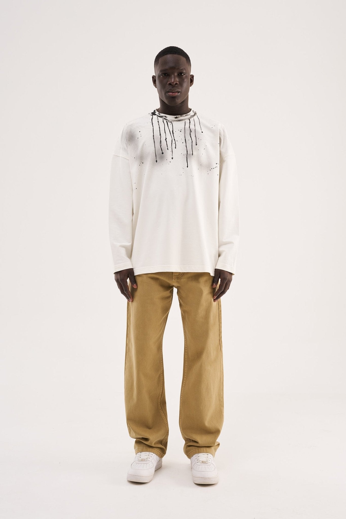 Erkek Soft Surfaced Baggy Relaxed Jean Pantolon Bej