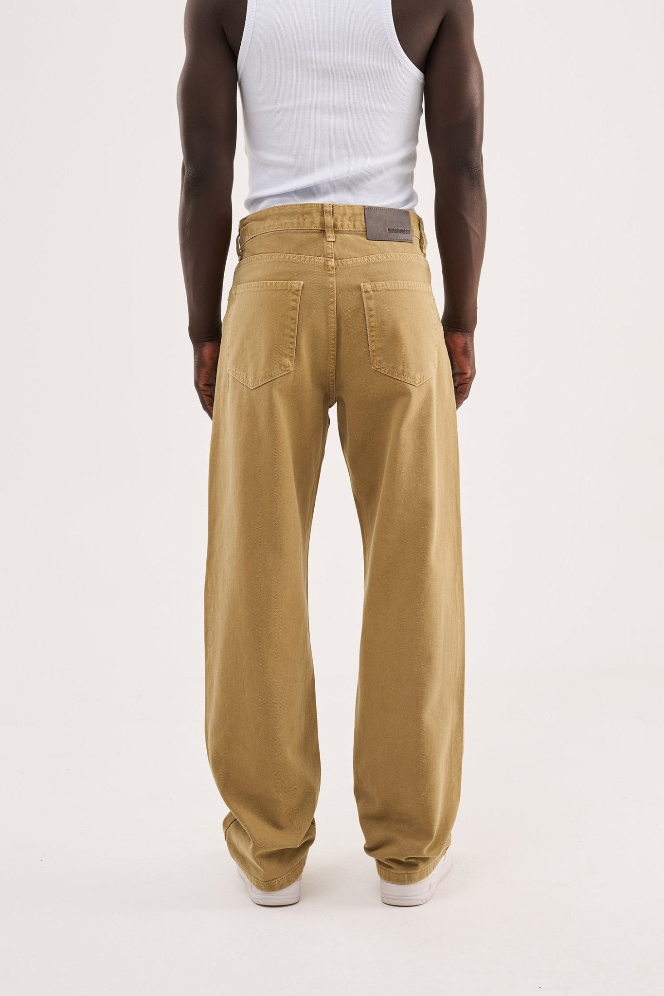 Erkek Soft Surfaced Baggy Relaxed Jean Pantolon Bej