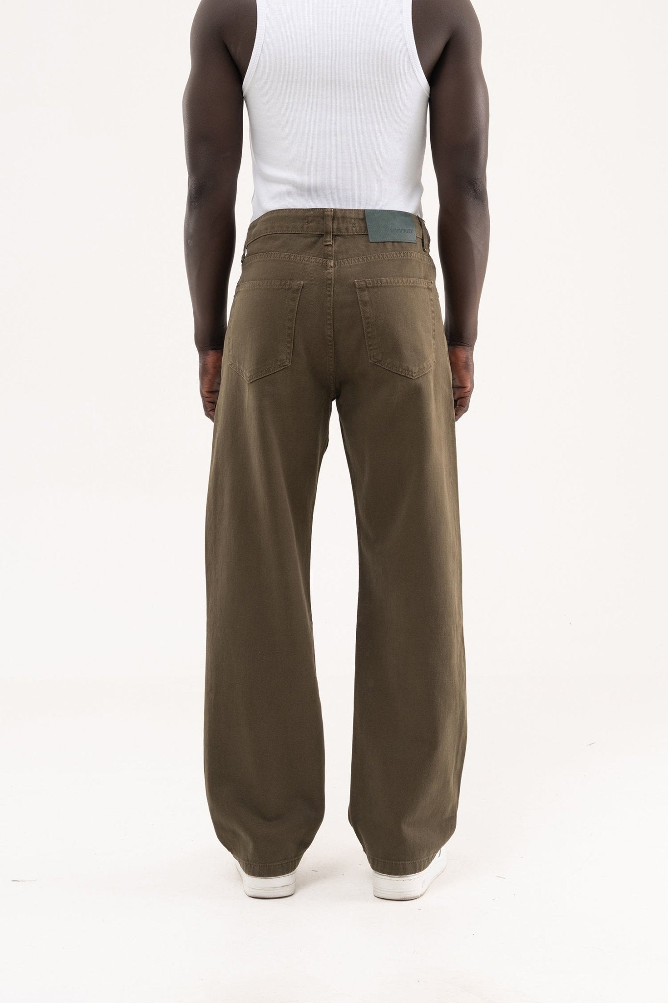 Erkek Soft Surfaced Baggy Relaxed Jean Pantolon Haki
