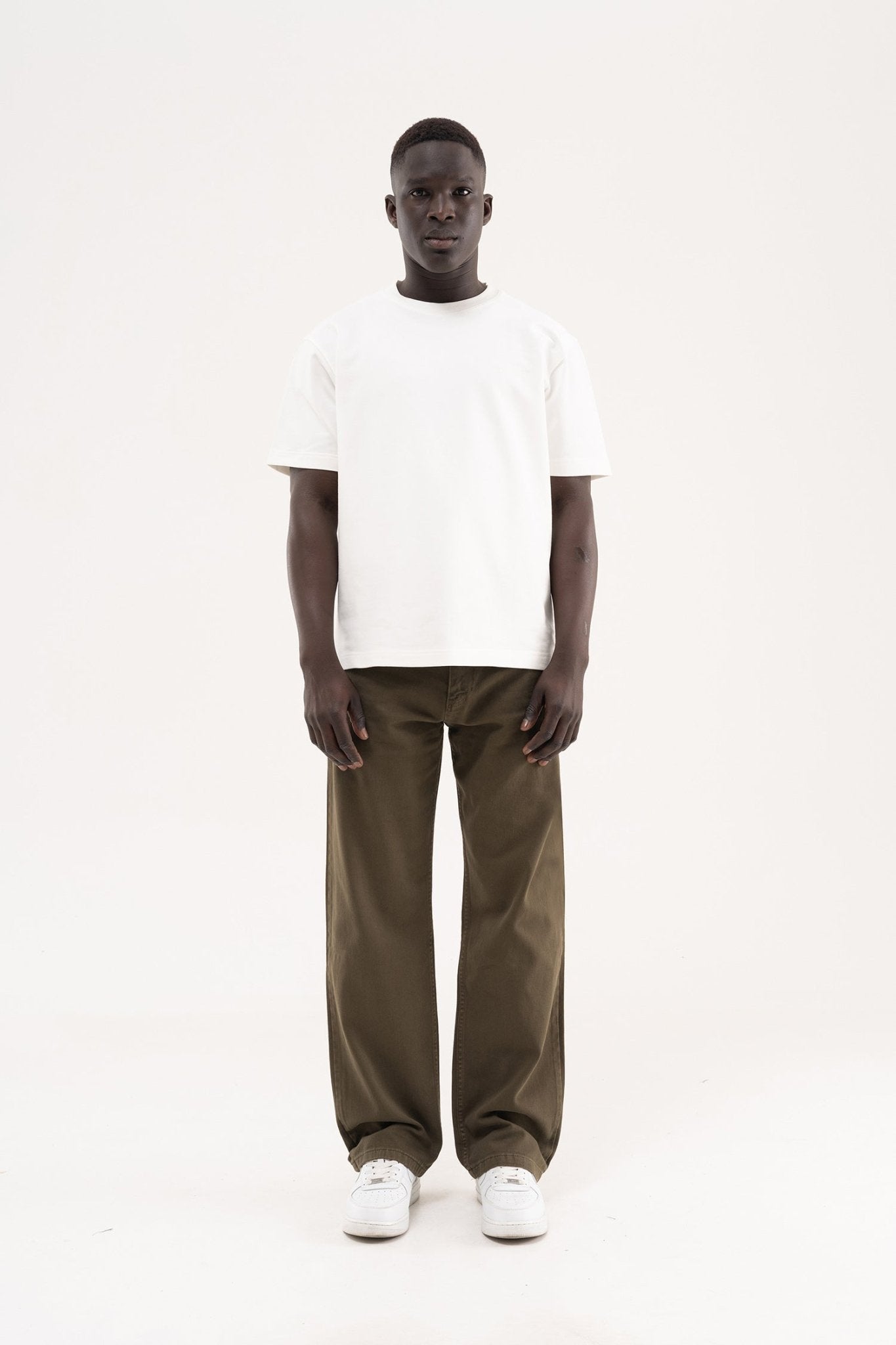 Erkek Soft Surfaced Baggy Relaxed Jean Pantolon Haki