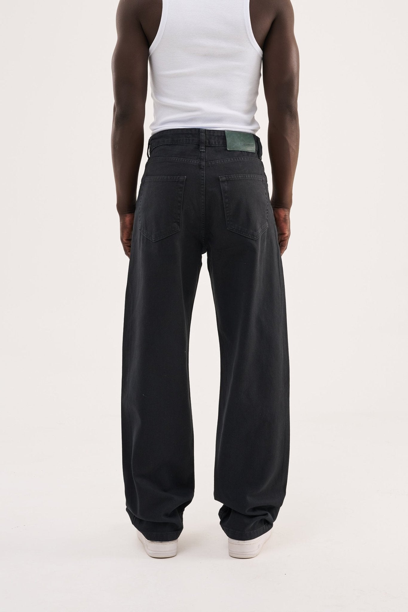 Erkek Soft Surfaced Baggy Relaxed Jean Pantolon Koyu Antrasit