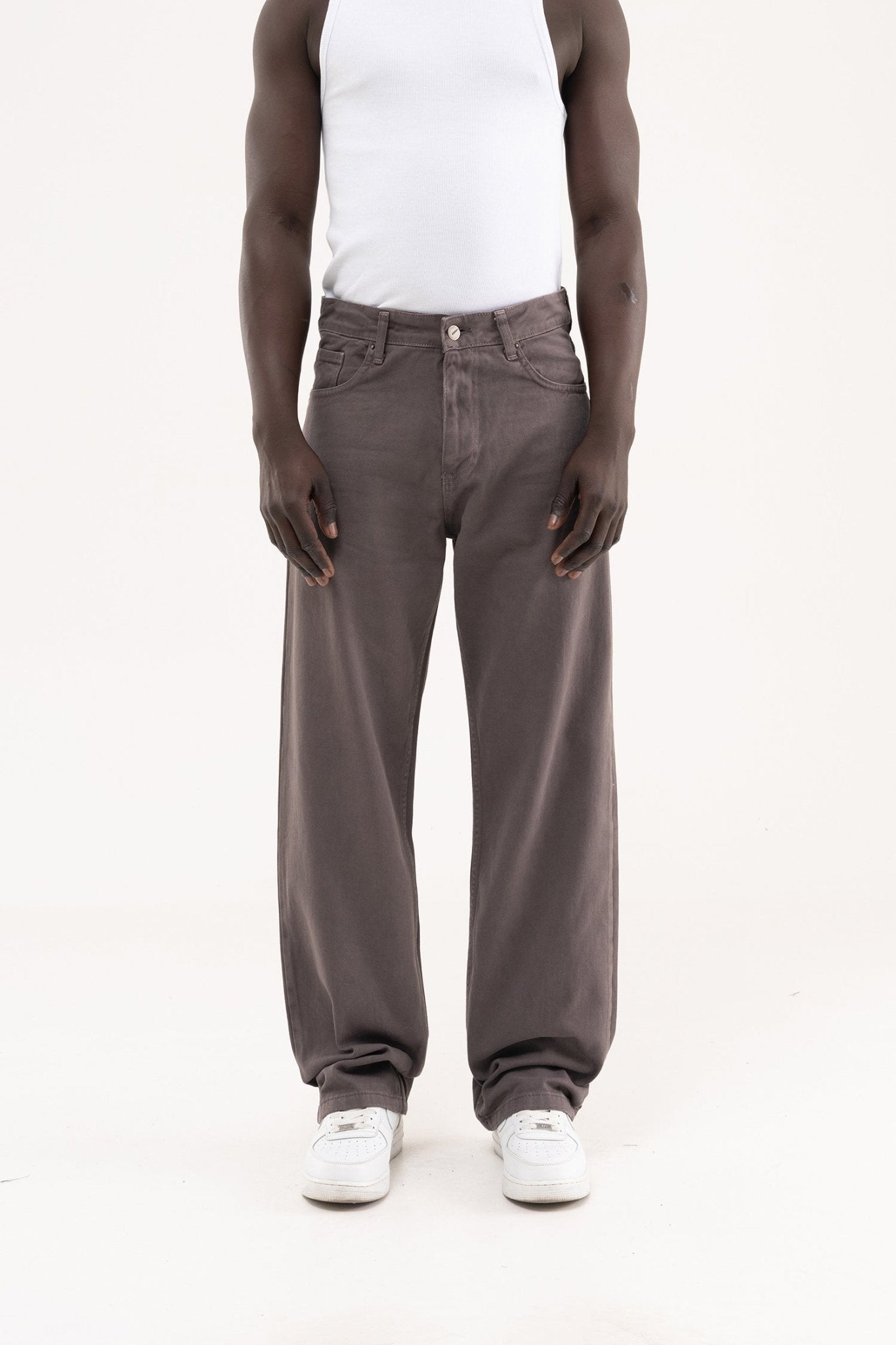 Erkek Soft Surfaced Baggy Relaxed Jean Pantolon Taş