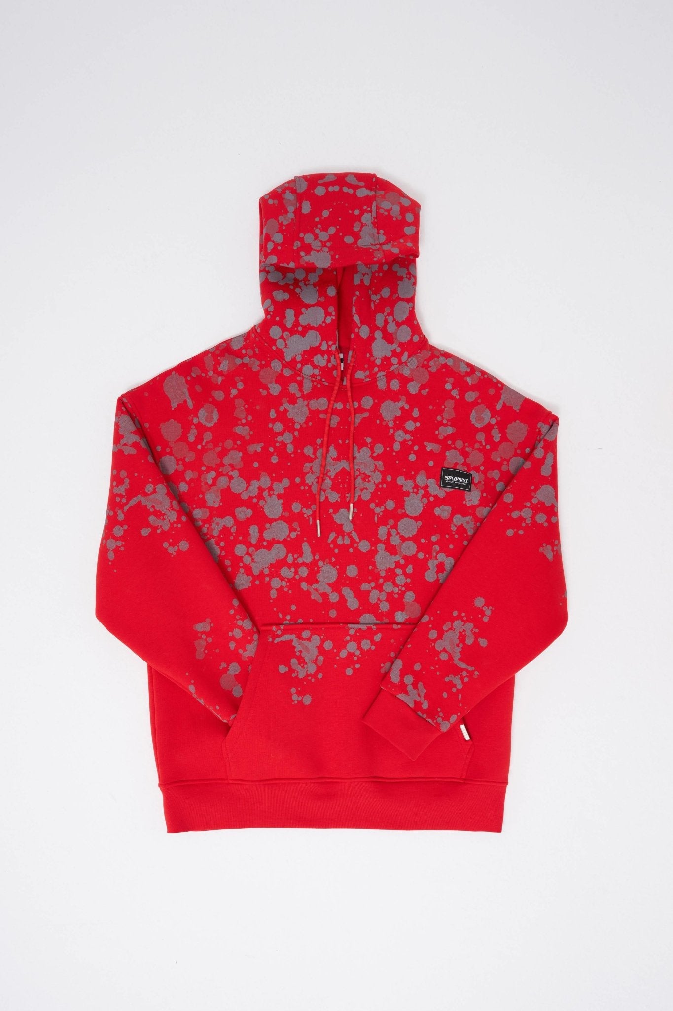 Erkek Splash Printed Kapüşonlu Sweatshirt Kırmızı