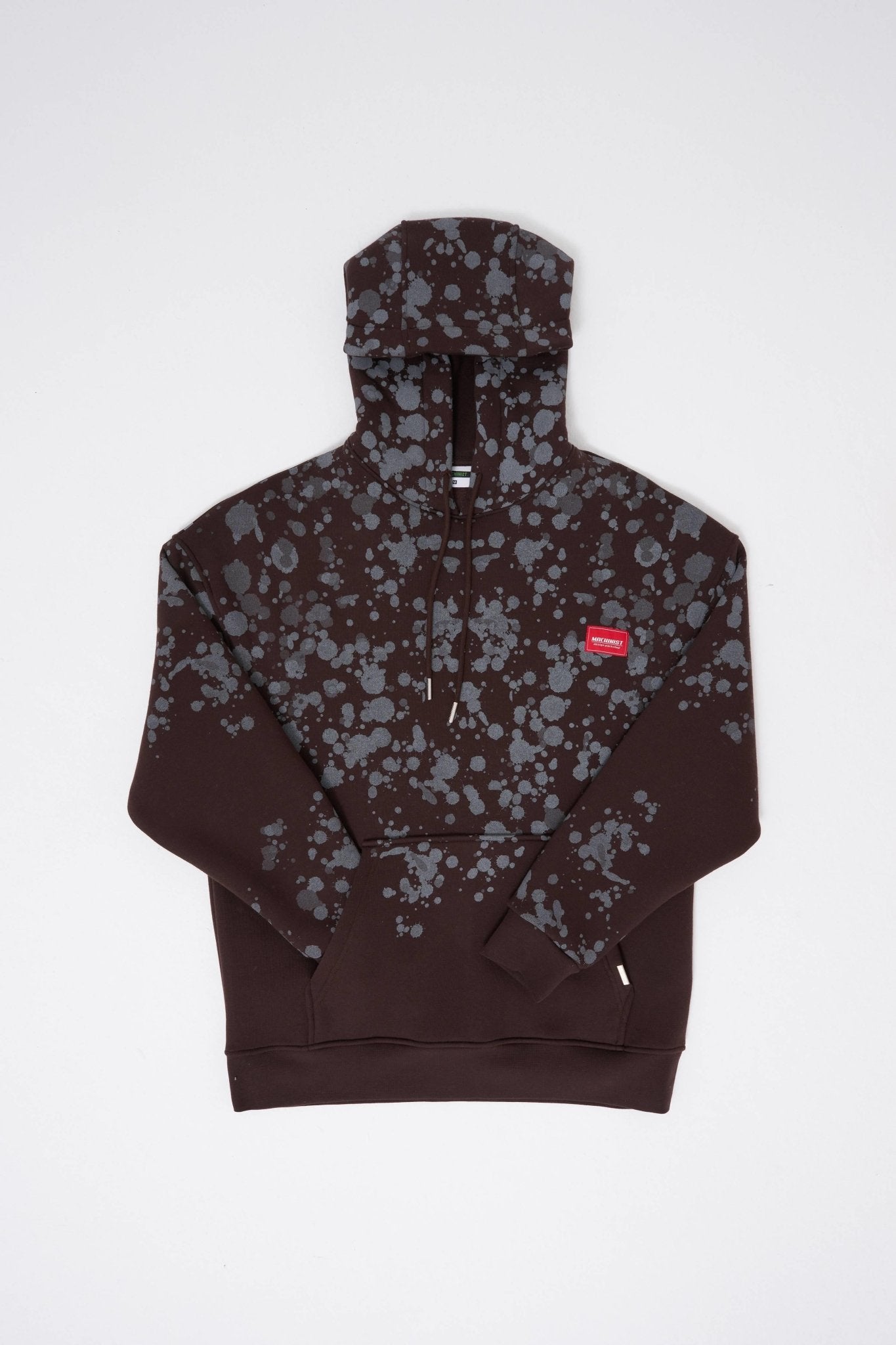 Erkek Splash Printed Kapüşonlu Sweatshirt Koyu Kahverengi