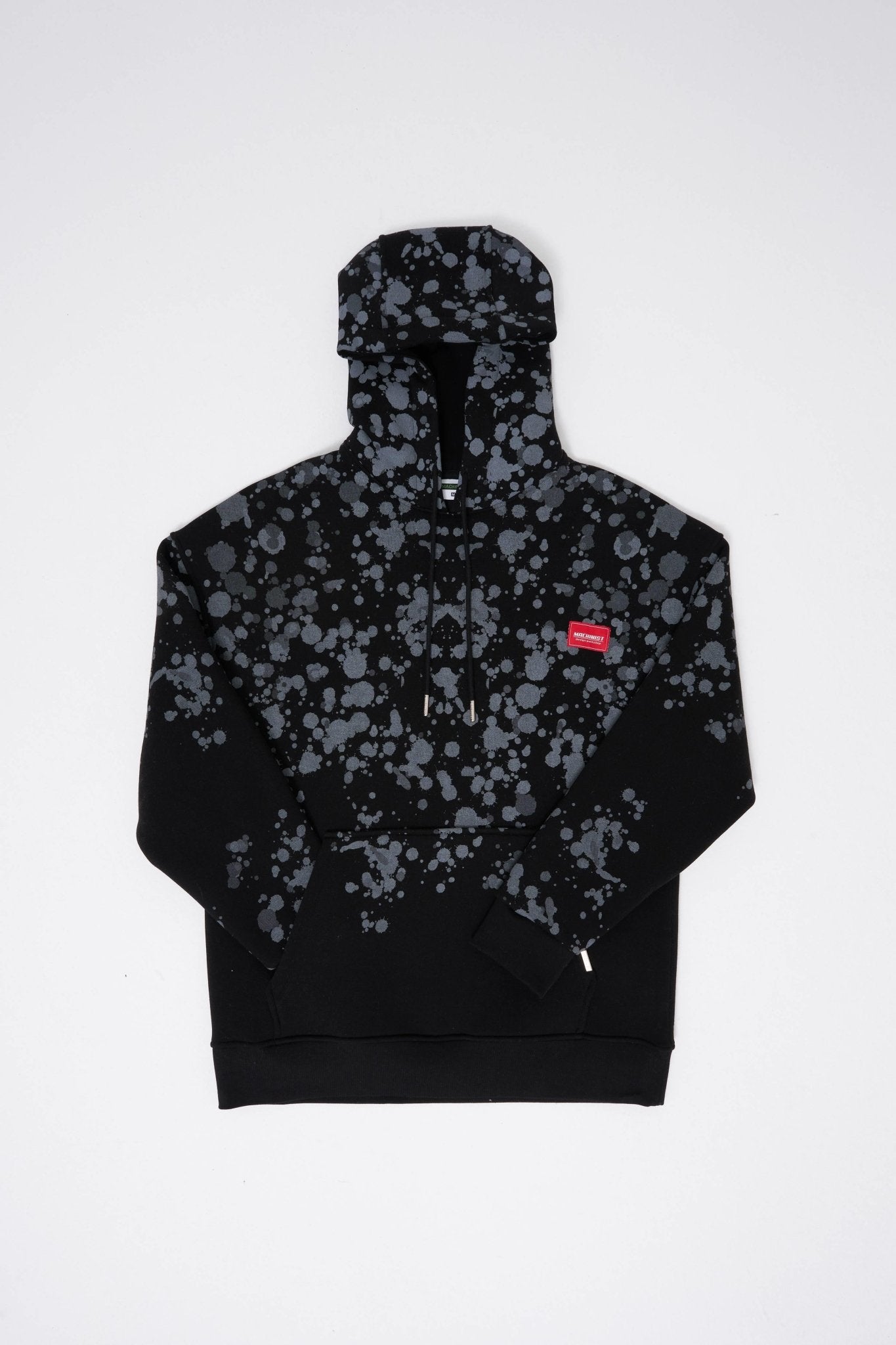 Erkek Splash Printed Kapüşonlu Sweatshirt Siyah