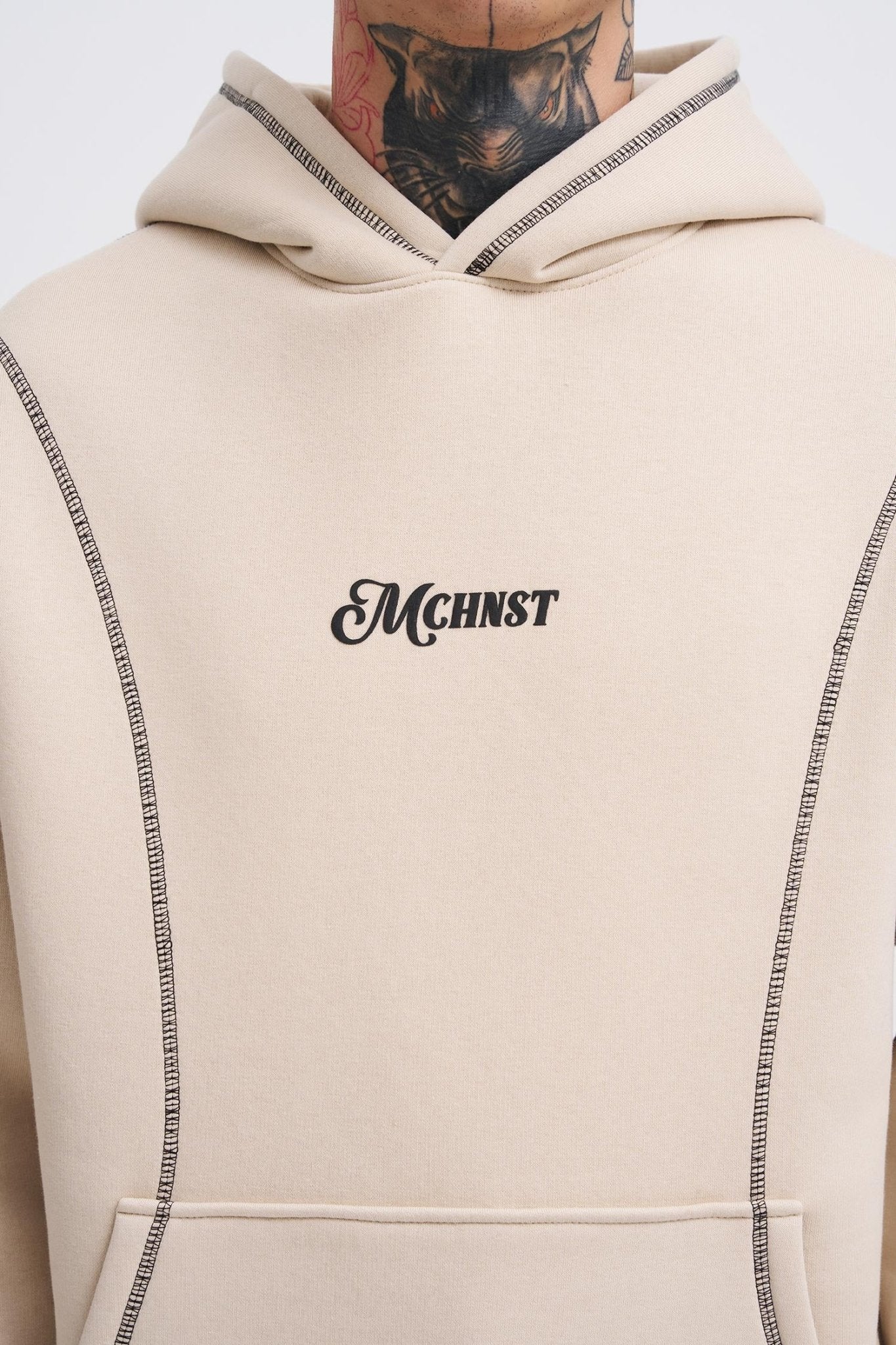 Erkek Straddie Hoodie Açık Bej
