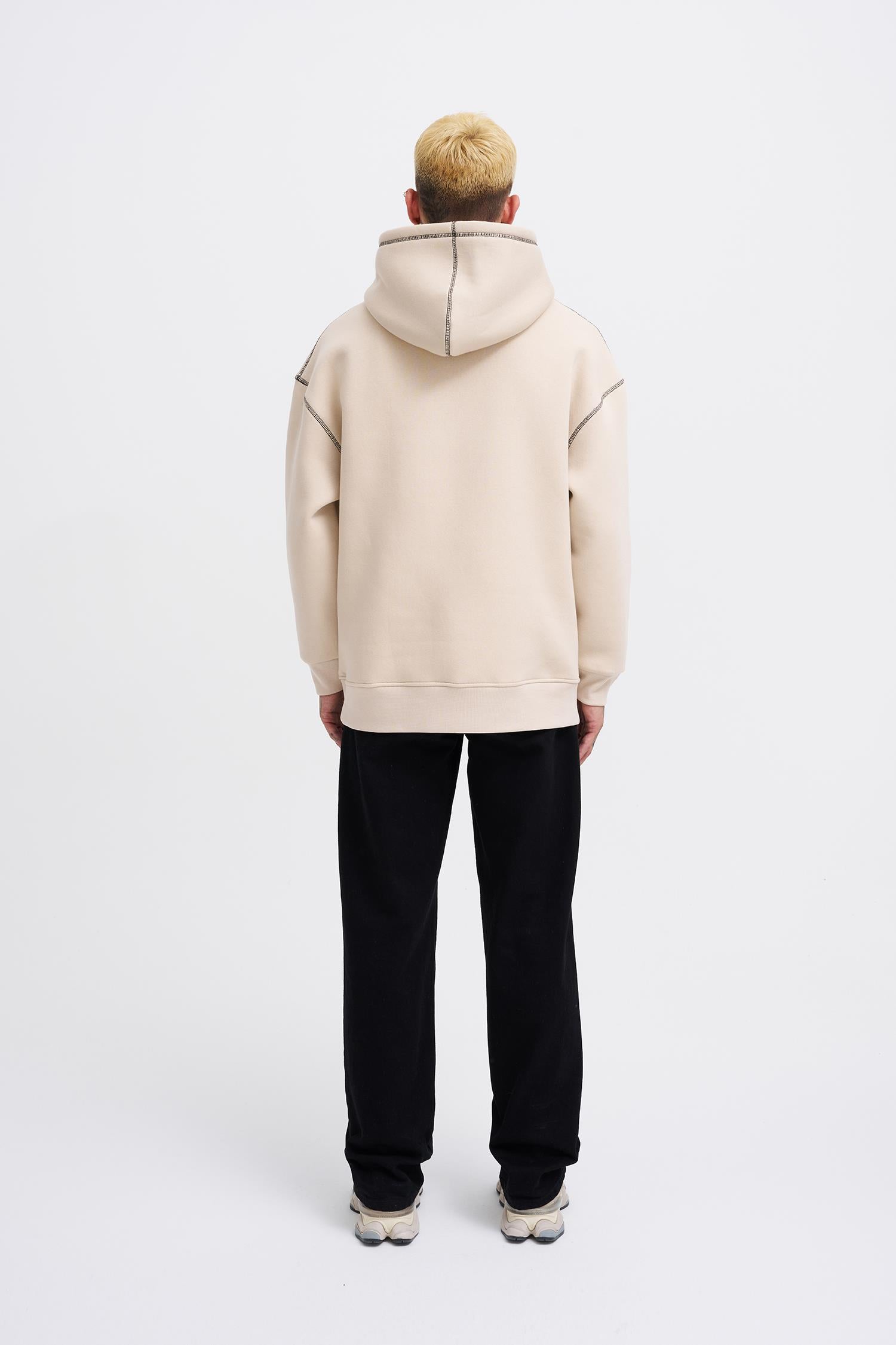 Erkek Straddie Hoodie Açık Bej