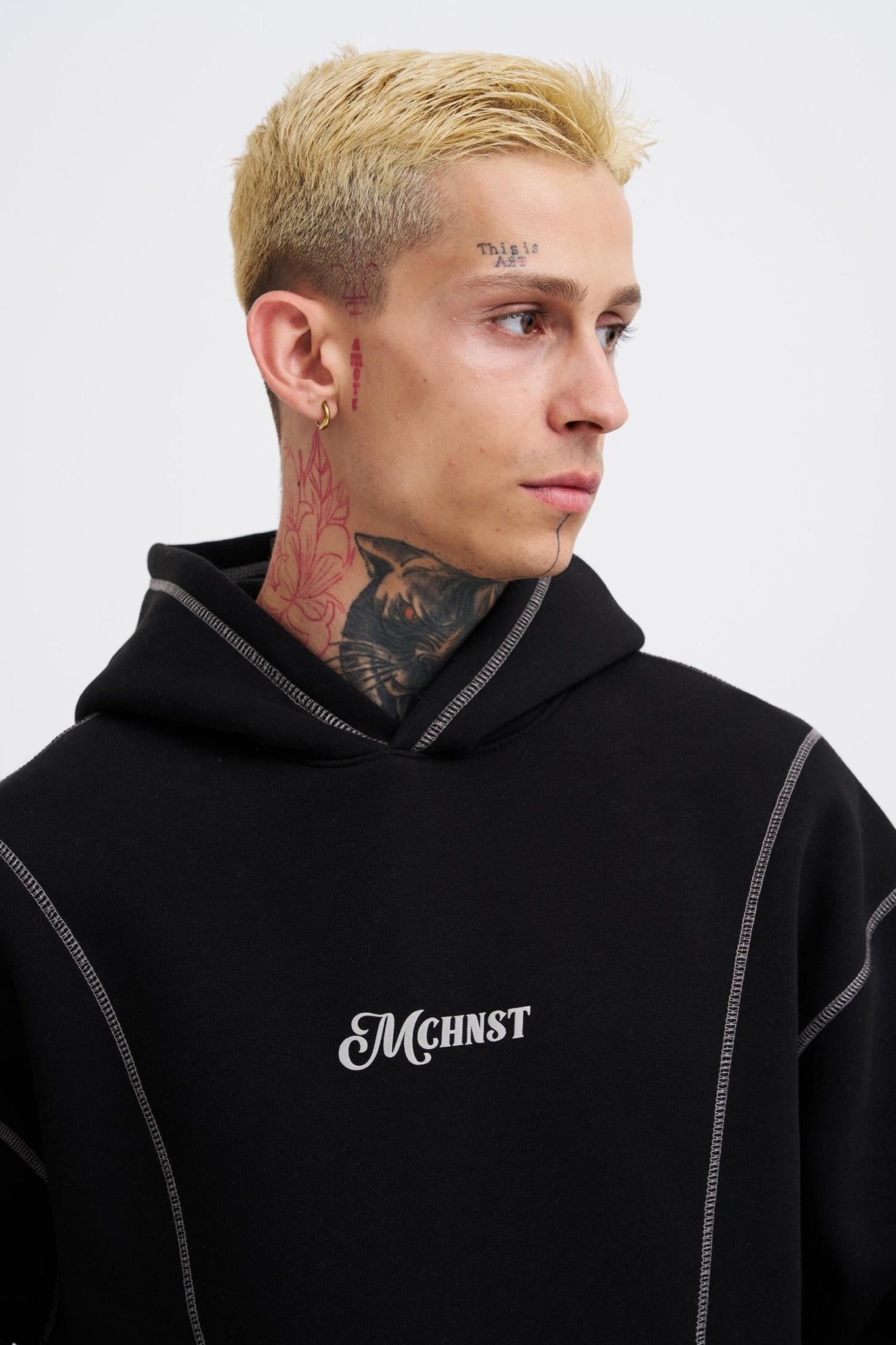 Erkek Straddie Hoodie Siyah