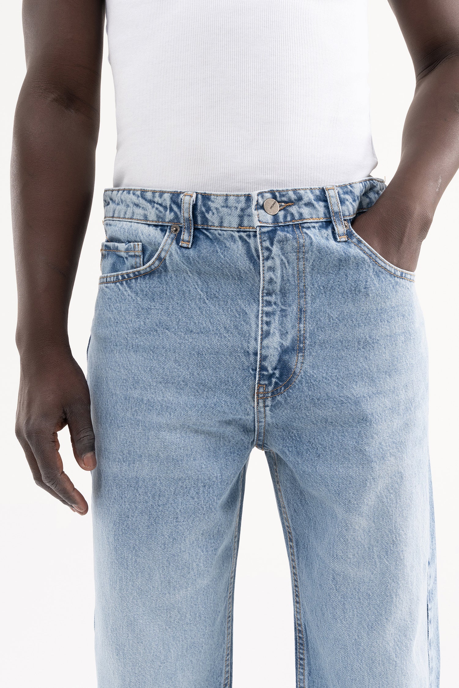 Erkek Straight Fit Jean Pantolon Açık Mavi-3