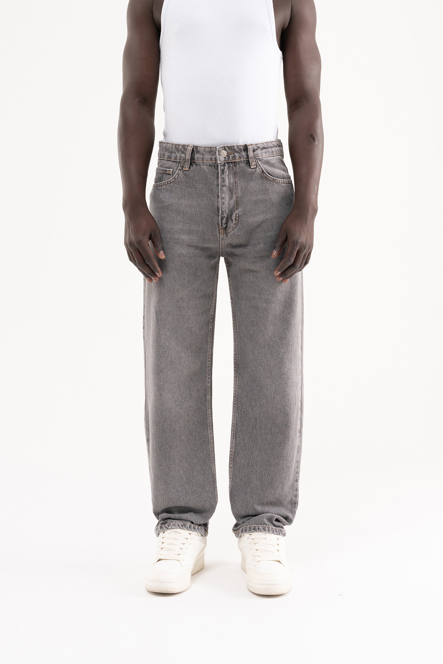 Erkek Straight Fit Jean Pantolon Gri