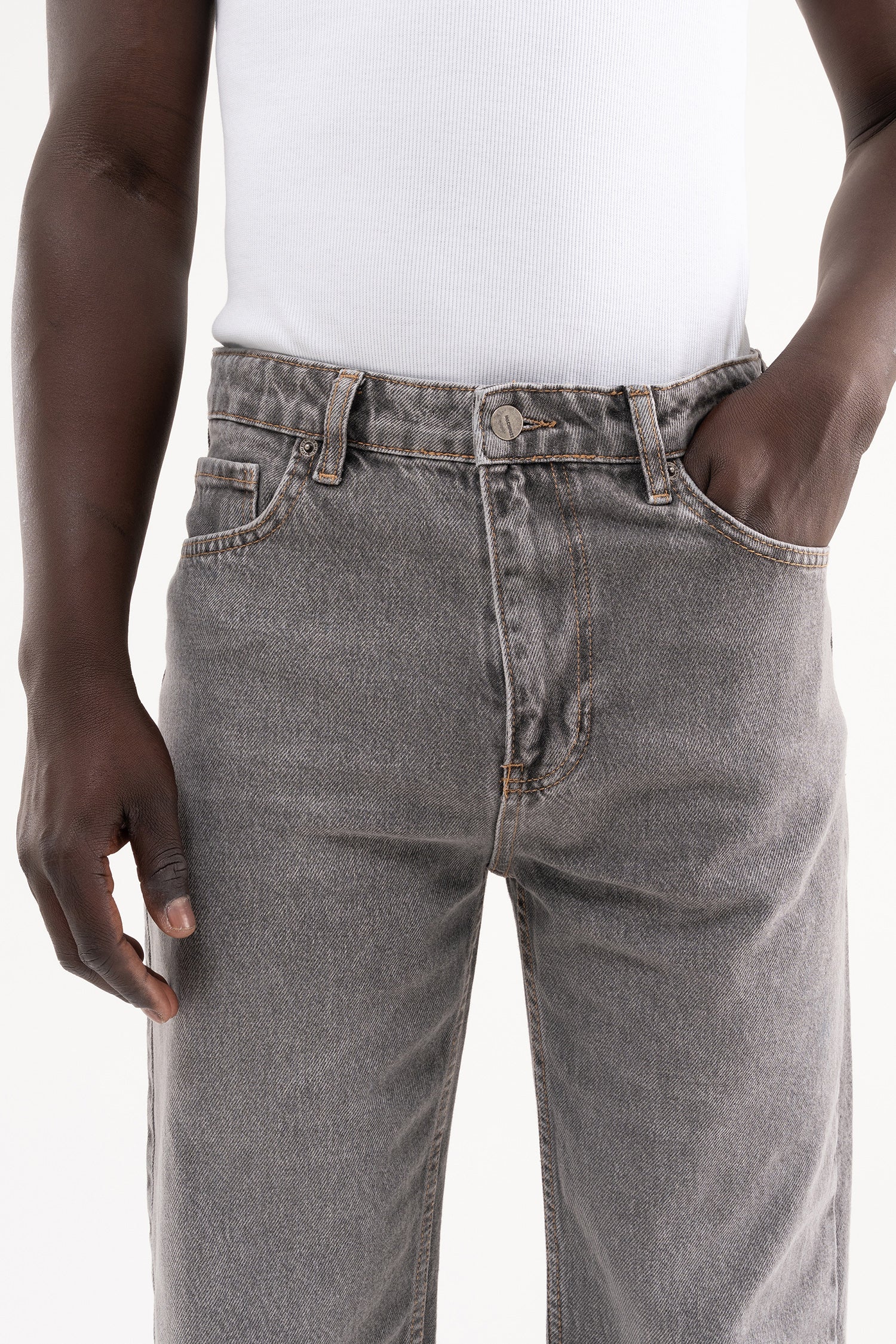 Erkek Straight Fit Jean Pantolon Gri-3