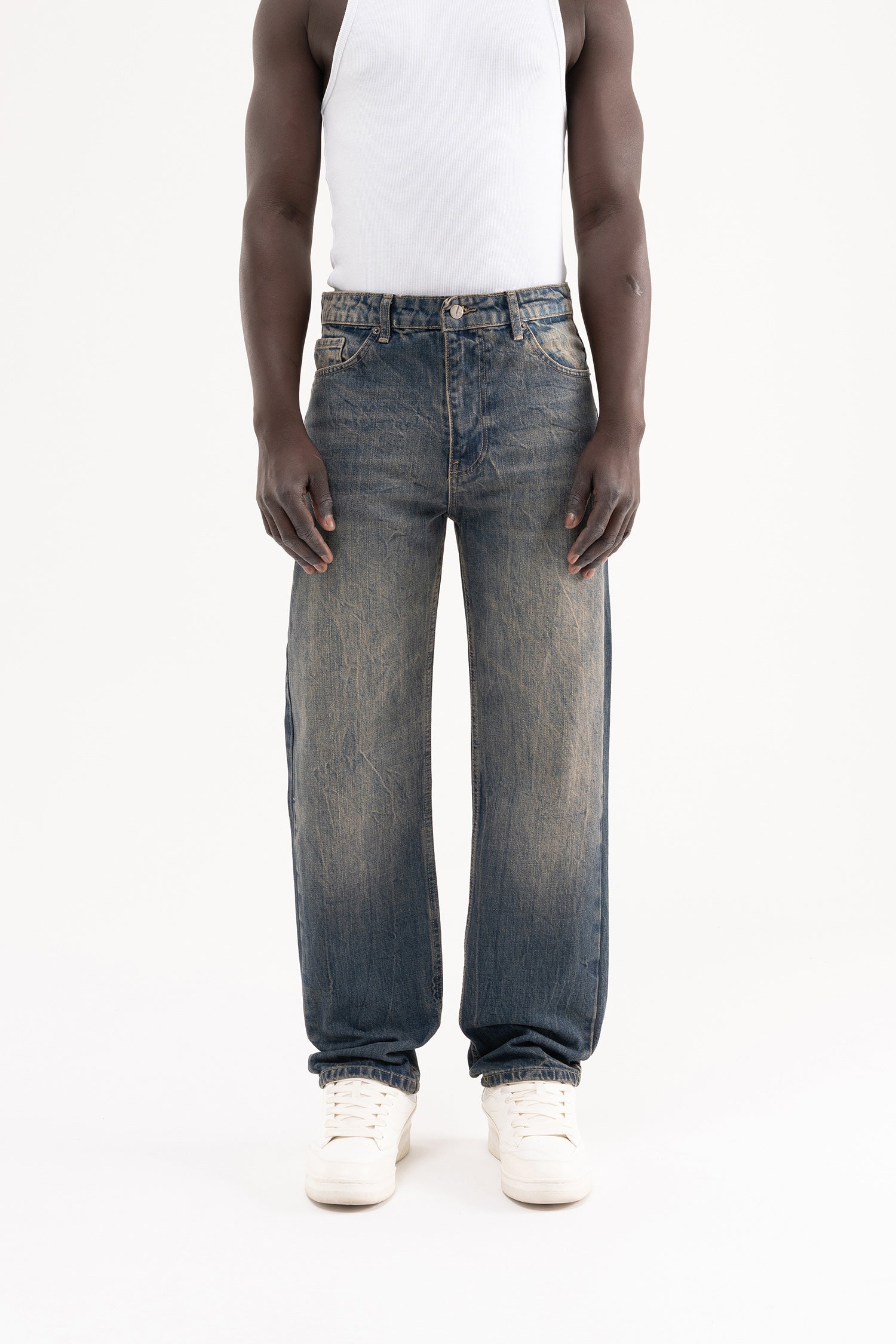 Erkek Straight Fit Jean Pantolon Kahverengi