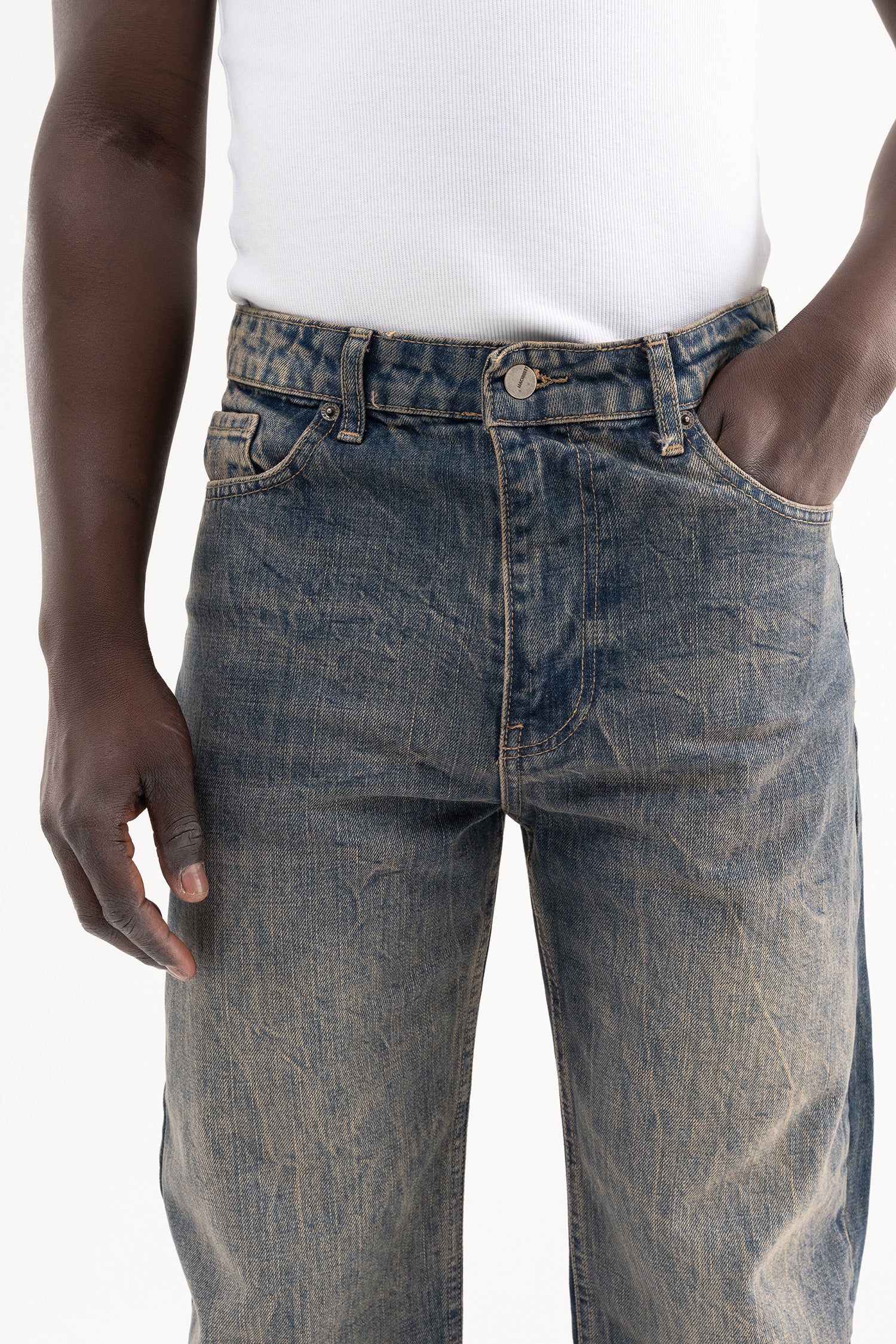 Erkek Straight Fit Jean Pantolon Kahverengi-3