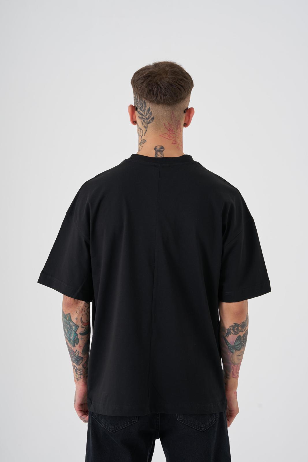 Erkek Street Style Oversize Tişört Siyah