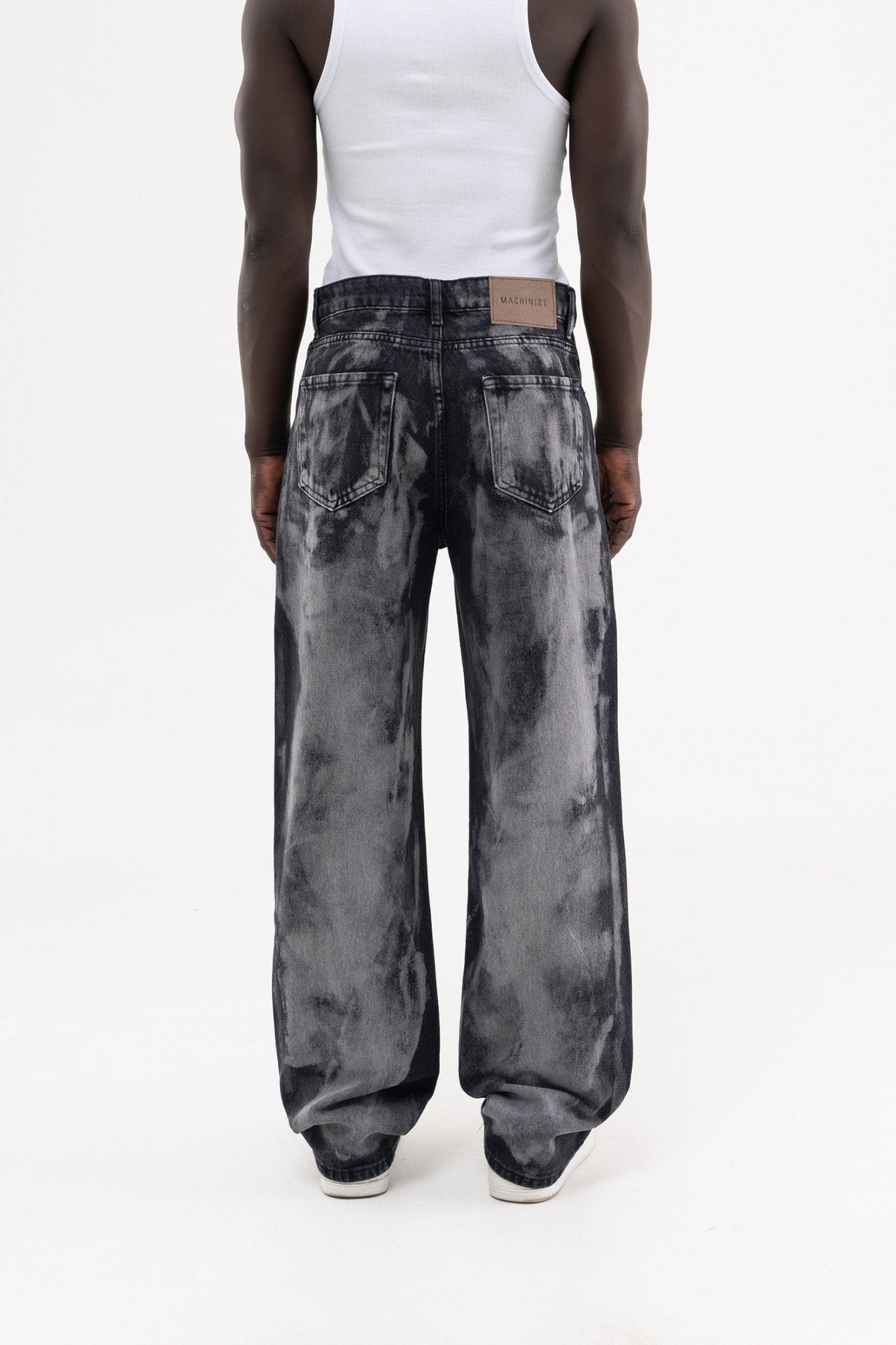 Erkek Studs Embellished Baggy Jean Pantolon Siyah - Mor