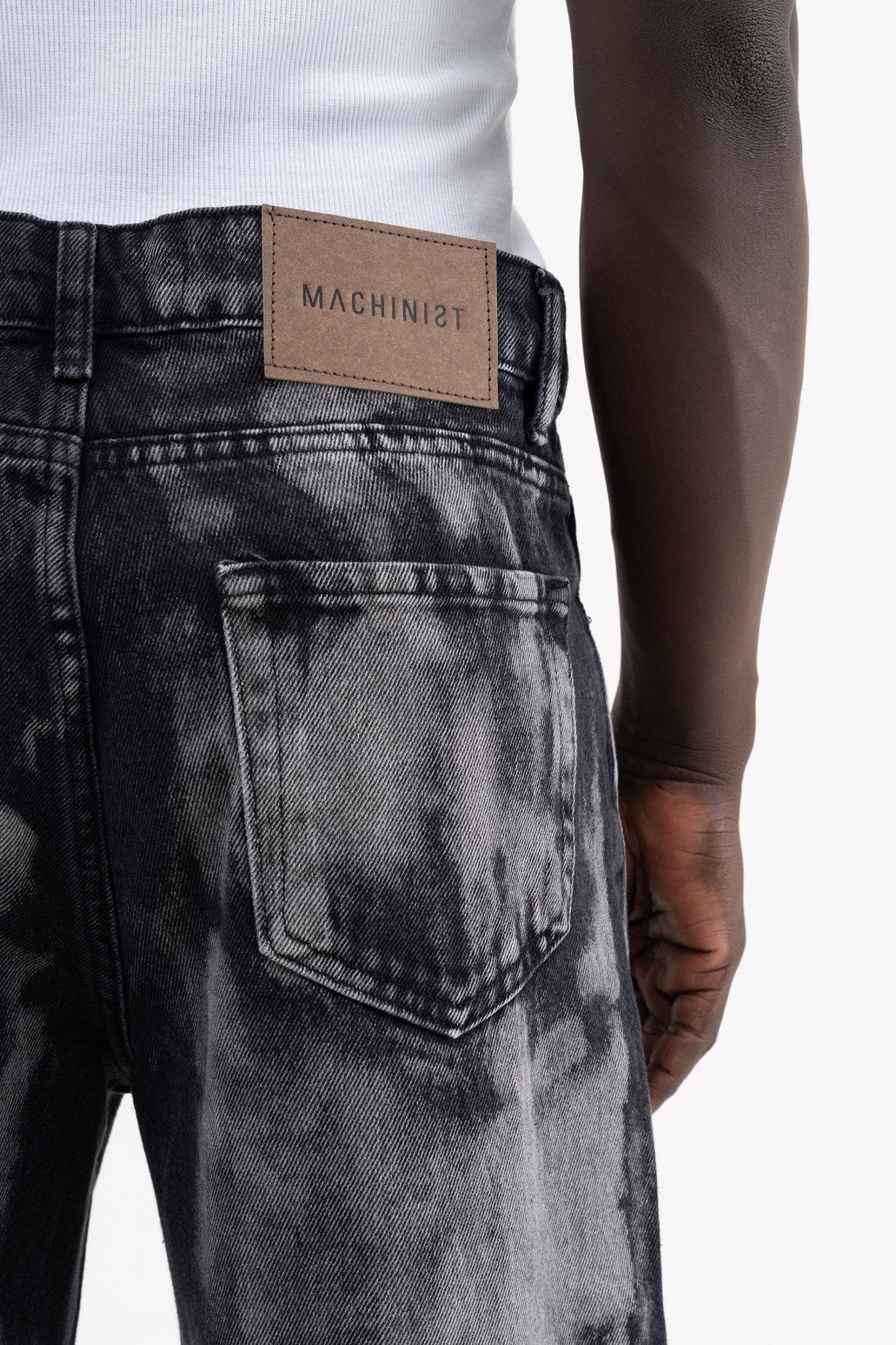 Erkek Studs Embellished Baggy Jean Pantolon Siyah - Mor