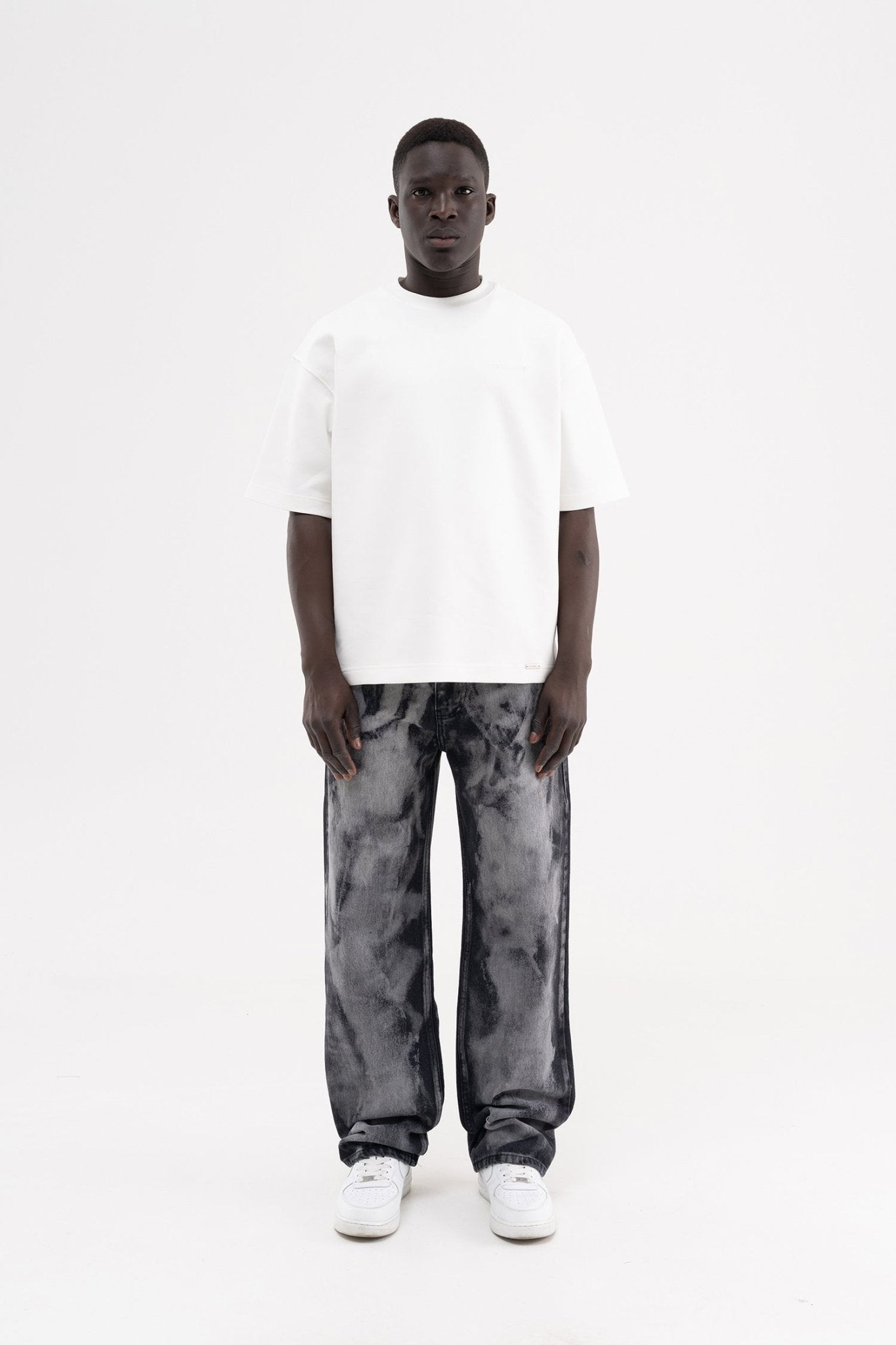 Erkek Studs Embellished Baggy Jean Pantolon Siyah - Mor