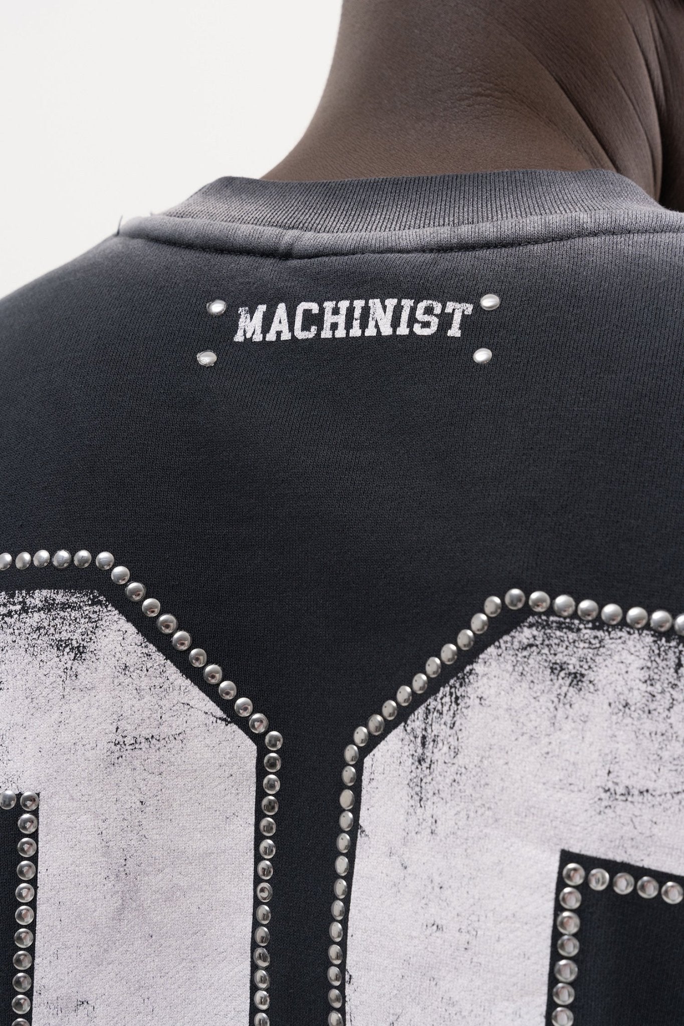 Erkek Studs Embellished Yıkamalı Oversize Tişört Antrasit