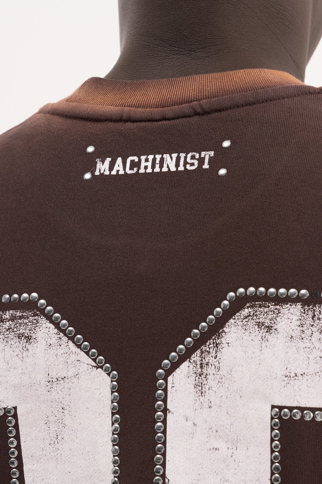 Erkek Studs Embellished Yıkamalı Oversize Tişört Koyu Kahverengi