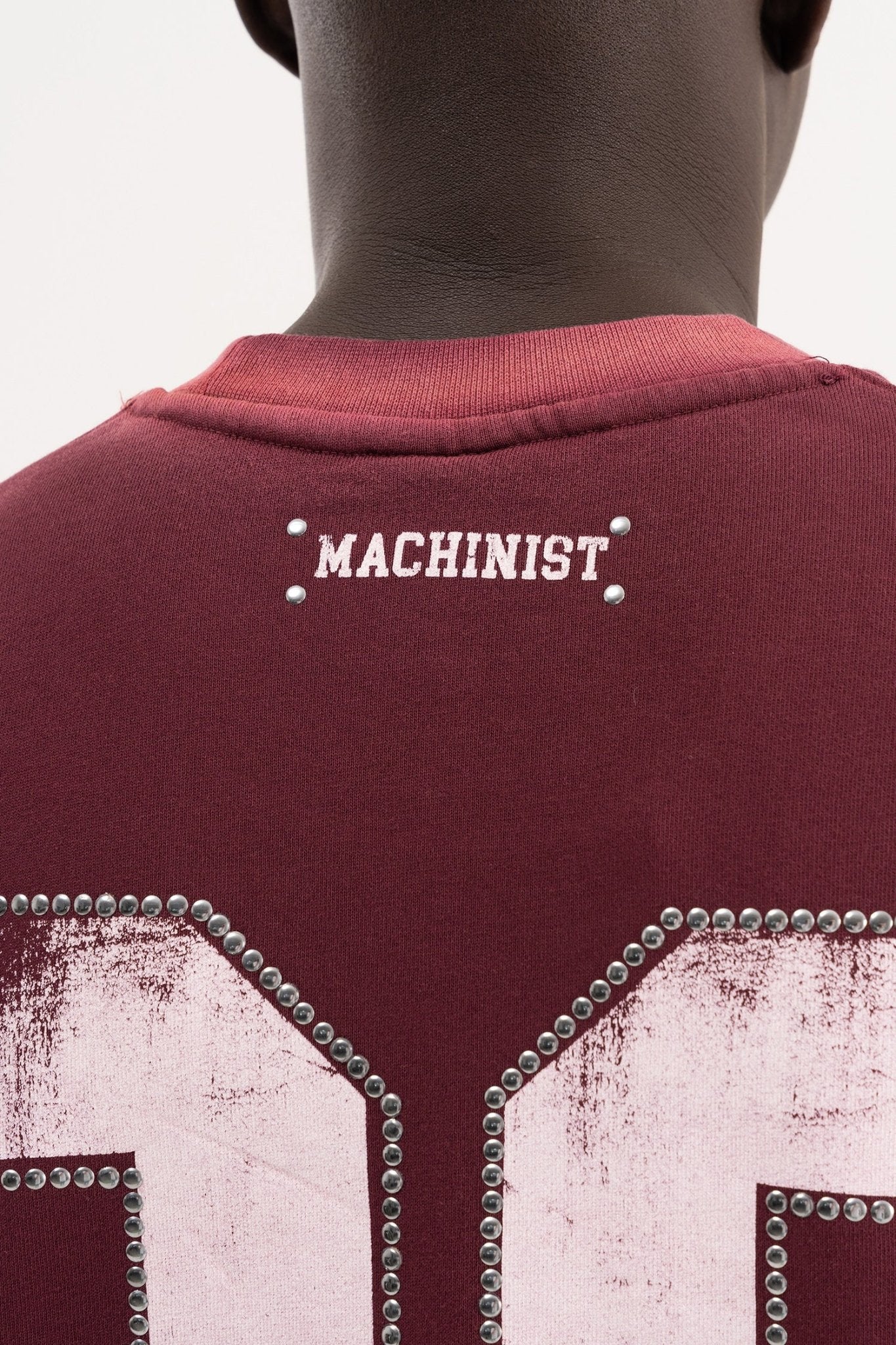 Erkek Studs Embellished Yıkamalı Oversize Tişört Vişne