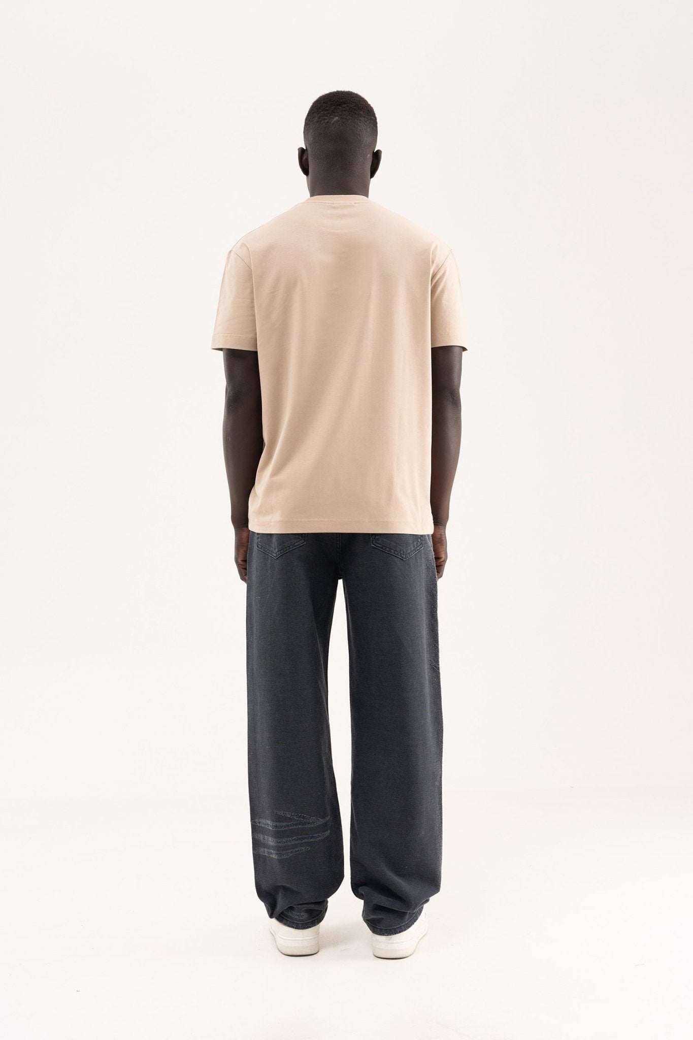 Erkek Stylish Basic Oversize Modal Tişört Açık Bej