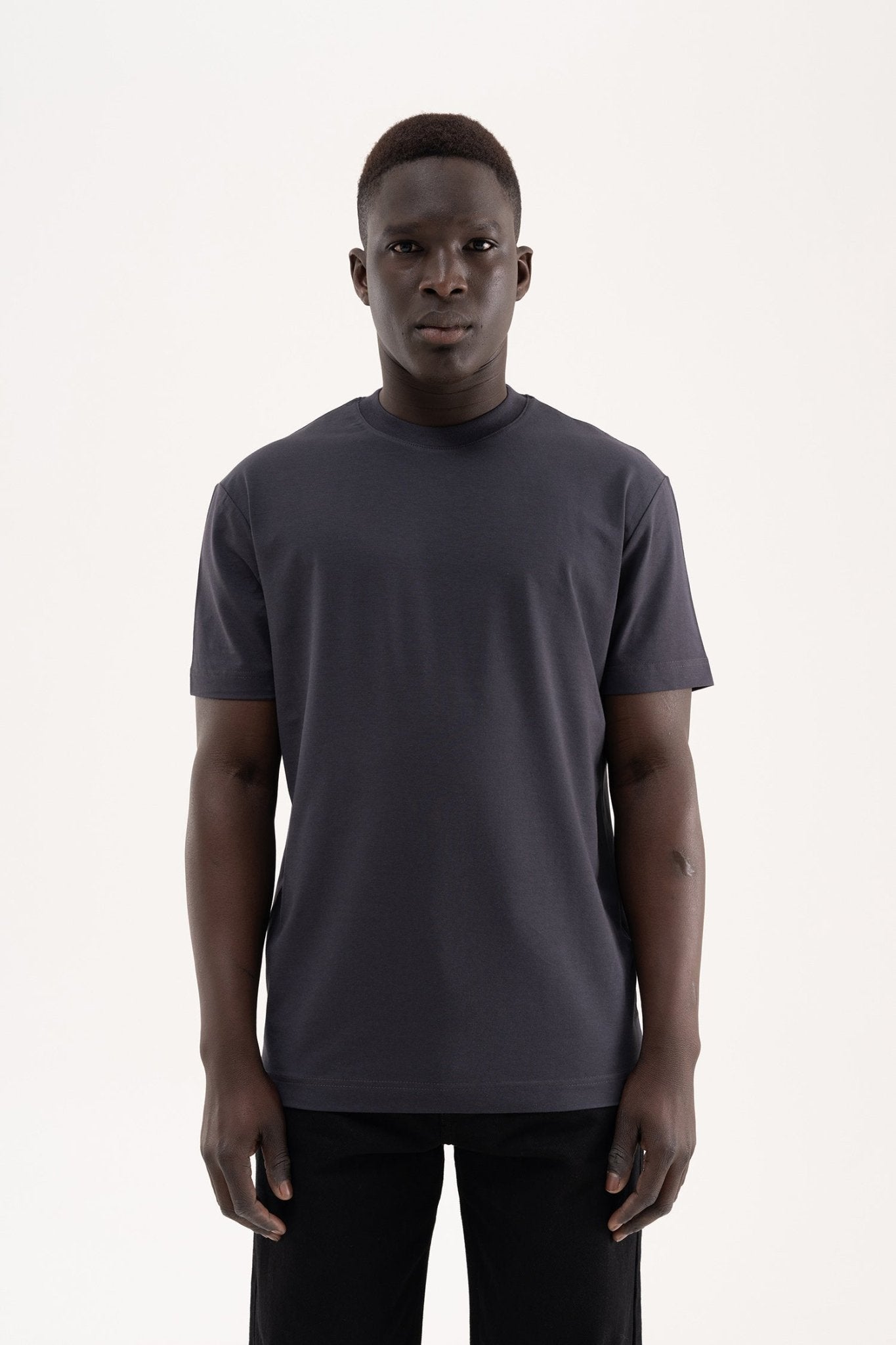 Erkek Stylish Basic Oversize Modal Tişört Antrasit