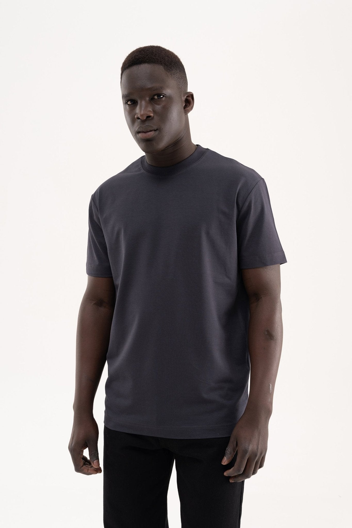 Erkek Stylish Basic Oversize Modal Tişört Antrasit