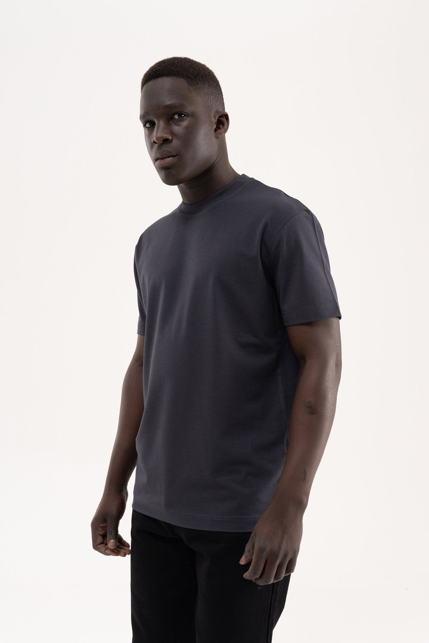 Erkek Stylish Basic Oversize Modal Tişört Antrasit