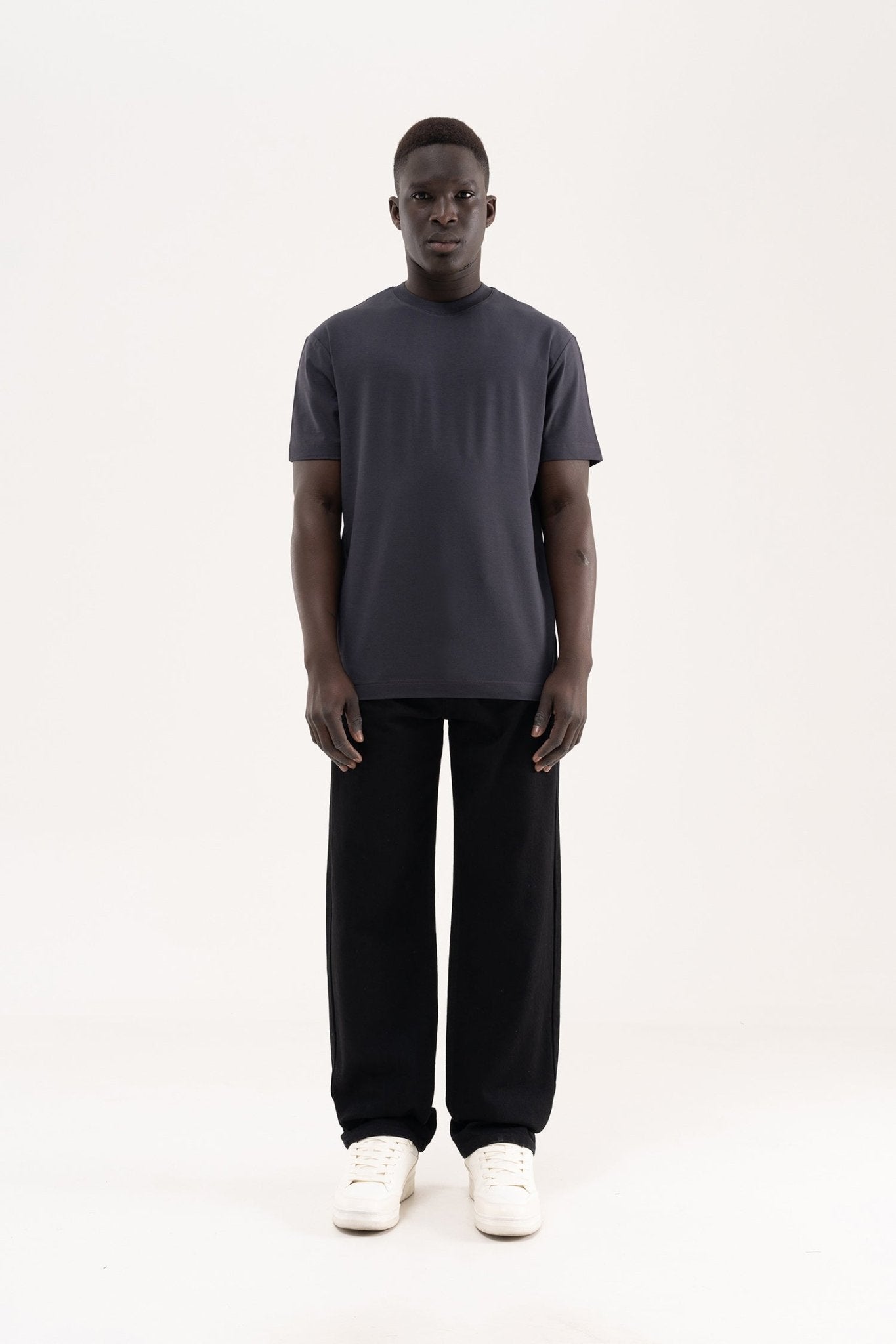 Erkek Stylish Basic Oversize Modal Tişört Antrasit