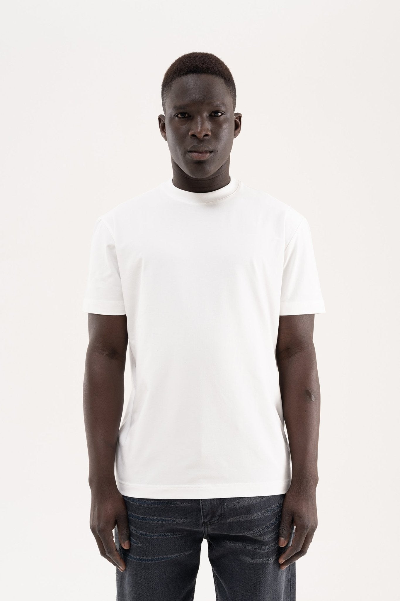 Erkek Stylish Basic Oversize Modal Tişört Ekru