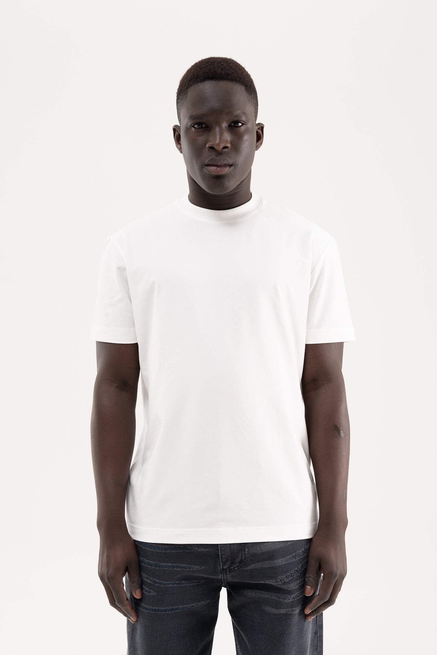 Erkek Stylish Basic Regular Modal Tişört Ekru