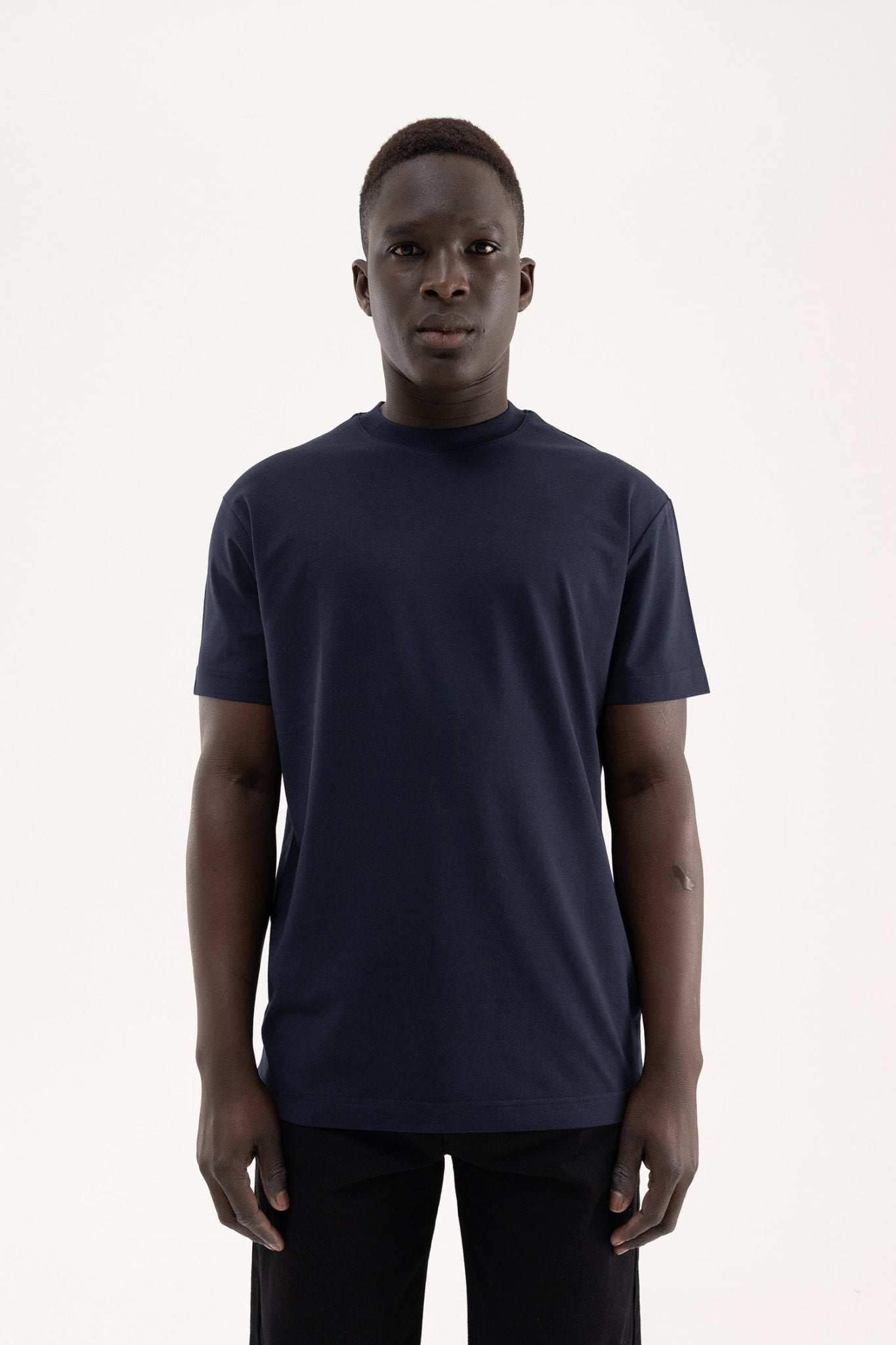 Erkek Stylish Basic Oversize Modal Tişört Gece Mavisi