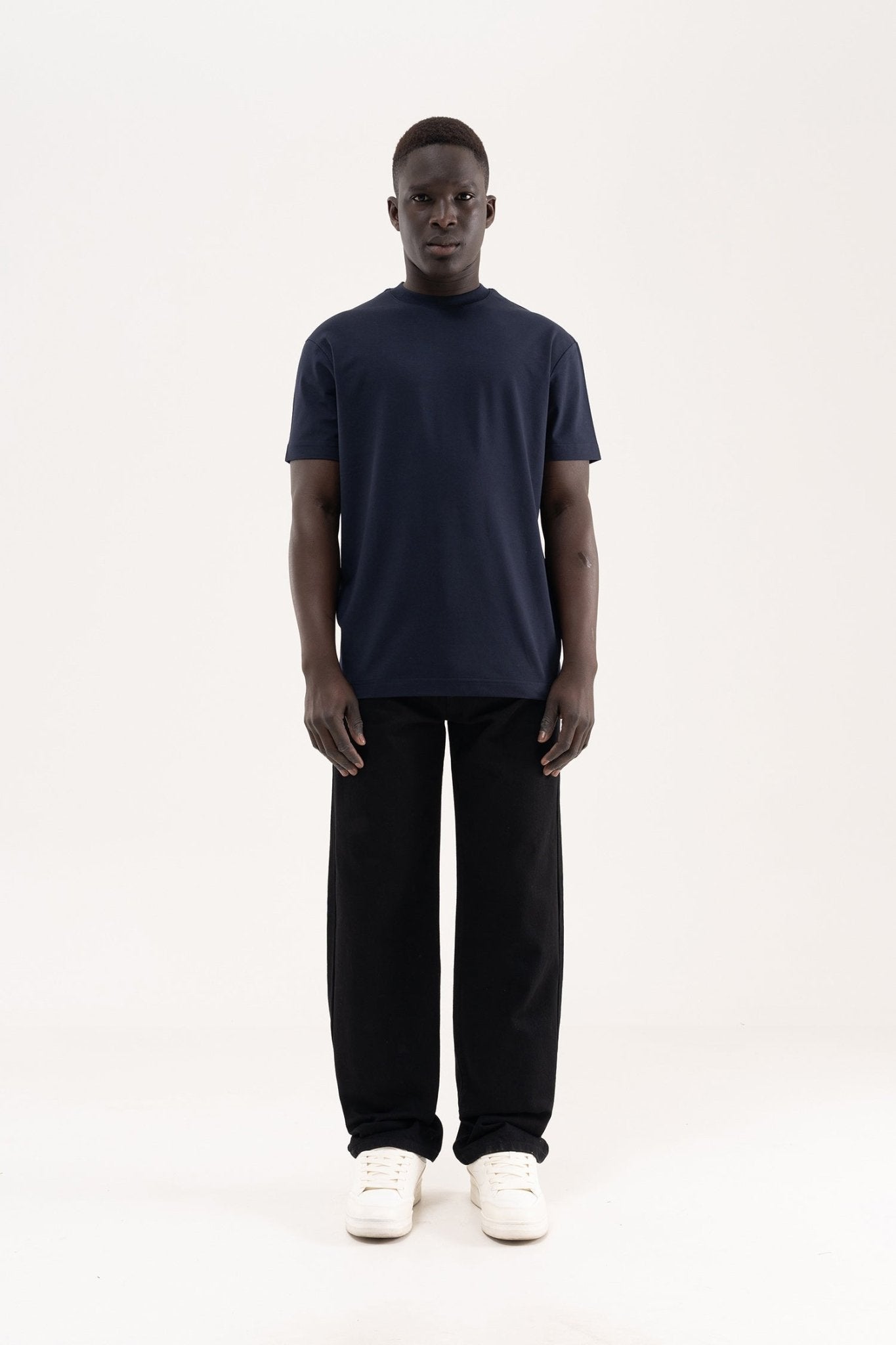 Erkek Stylish Basic Oversize Modal Tişört Gece Mavisi