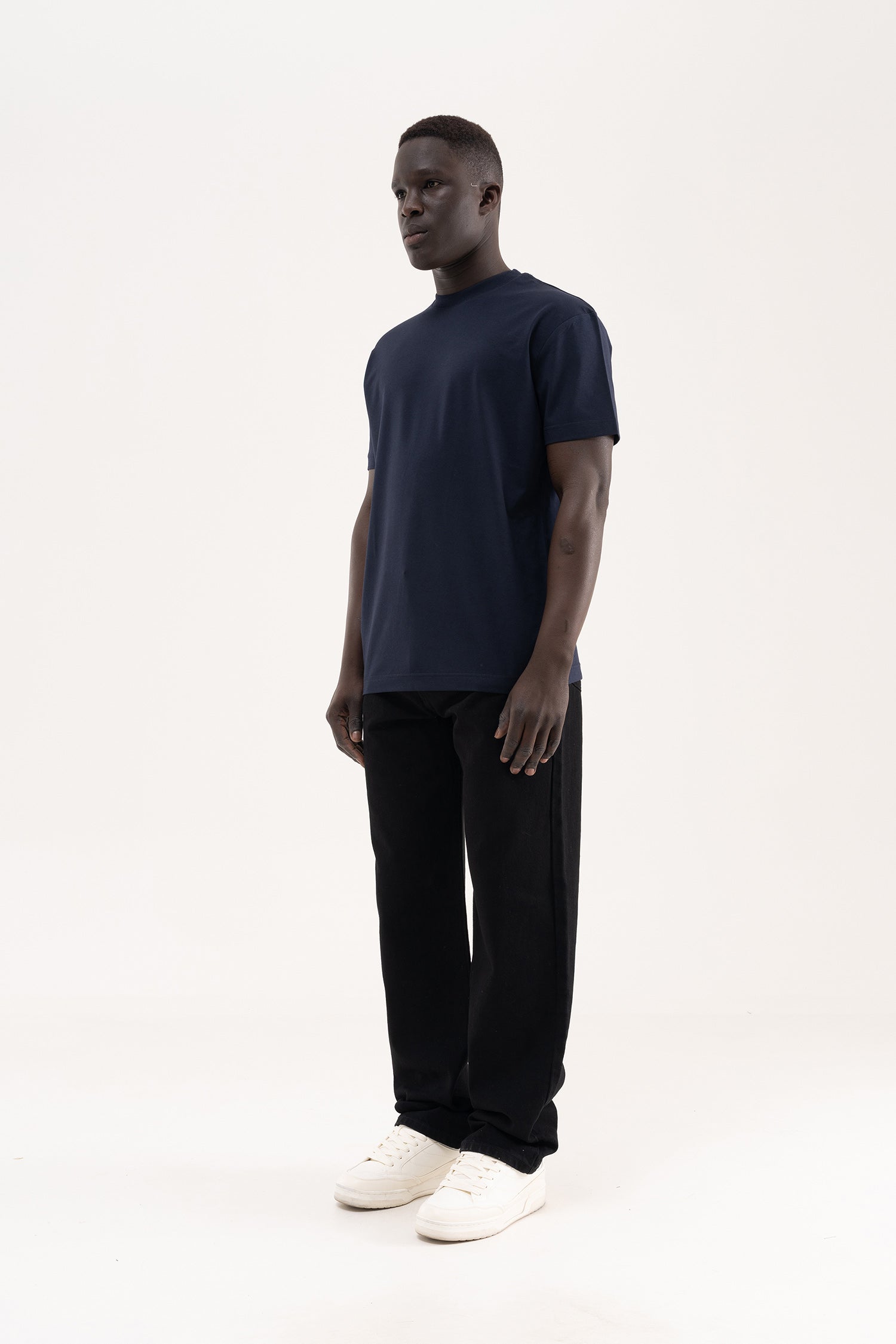 Erkek Stylish Basic Oversize Modal Tişört Gece Mavisi