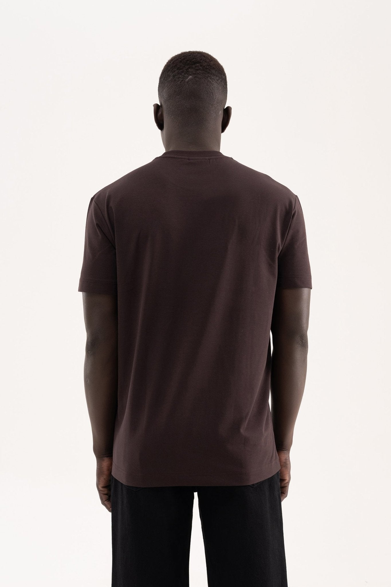 Erkek Stylish Basic Oversize Modal Tişört Koyu Kahverengi
