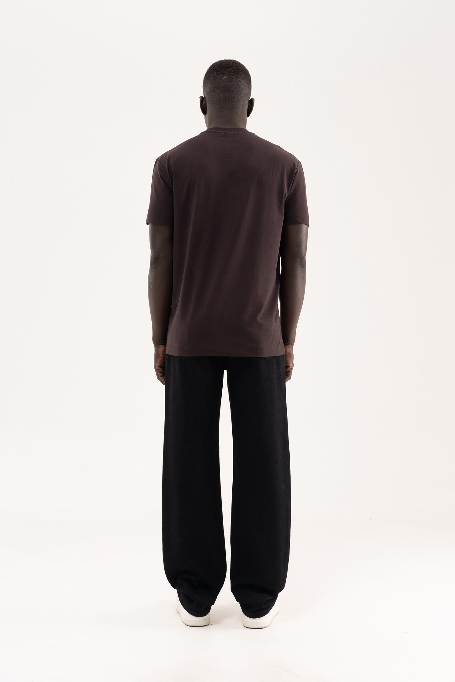 Erkek Stylish Basic Oversize Modal Tişört Koyu Kahverengi