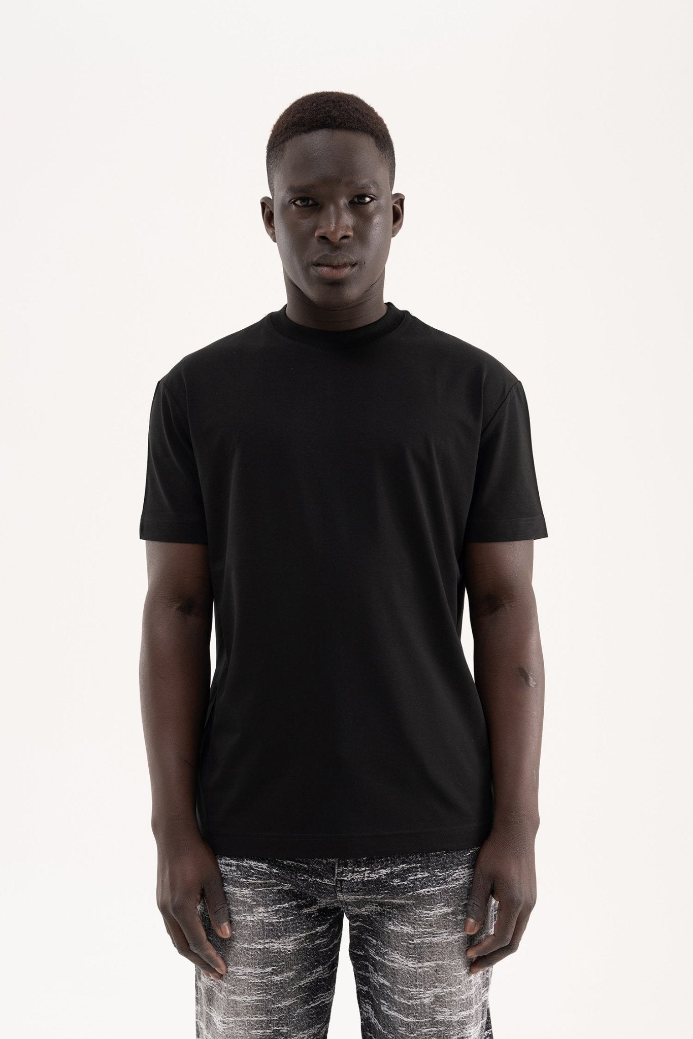 Erkek Stylish Basic Oversize Modal Tişört Siyah