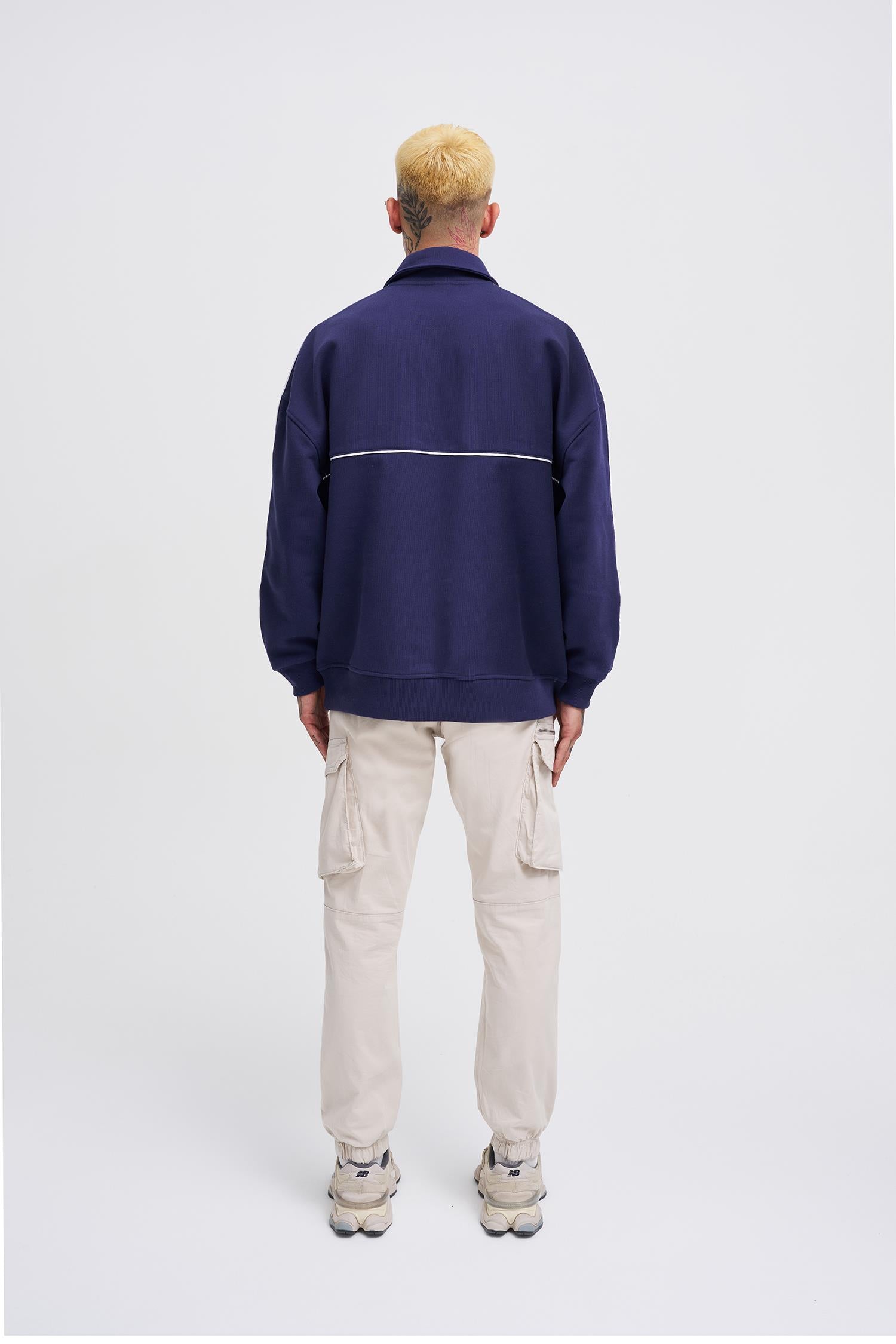 Erkek Sublime Printed Polo Sweatshirt Gece Mavisi