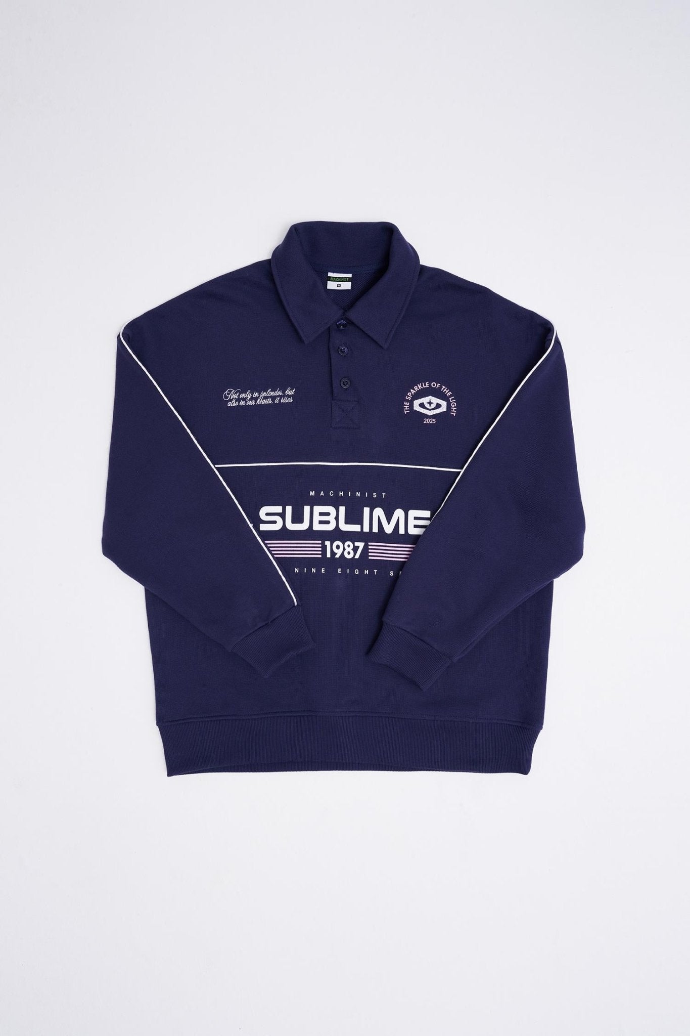 Erkek Sublime Printed Polo Sweatshirt Gece Mavisi